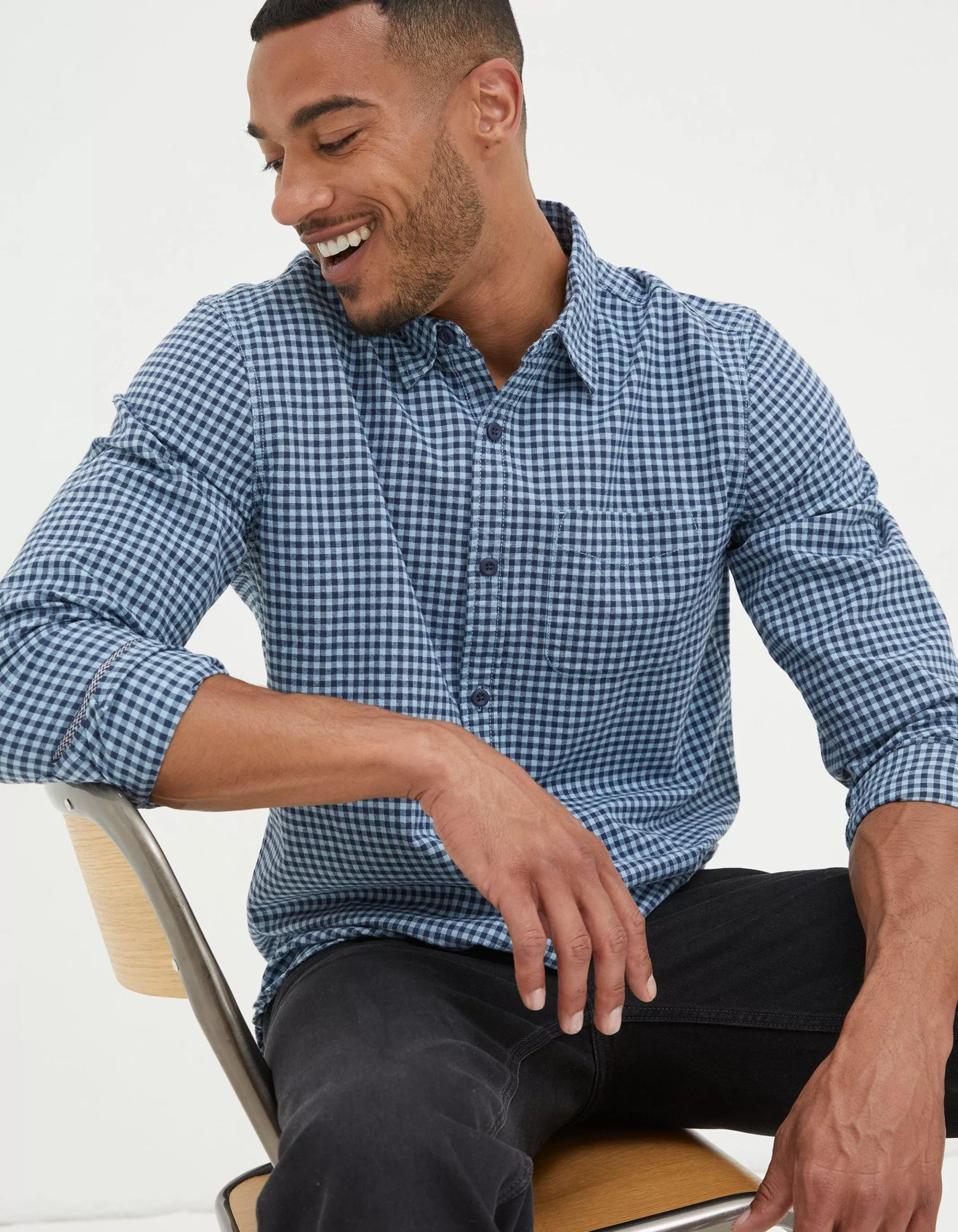 Store FatFace Everly Gingham Shirt Light Blue