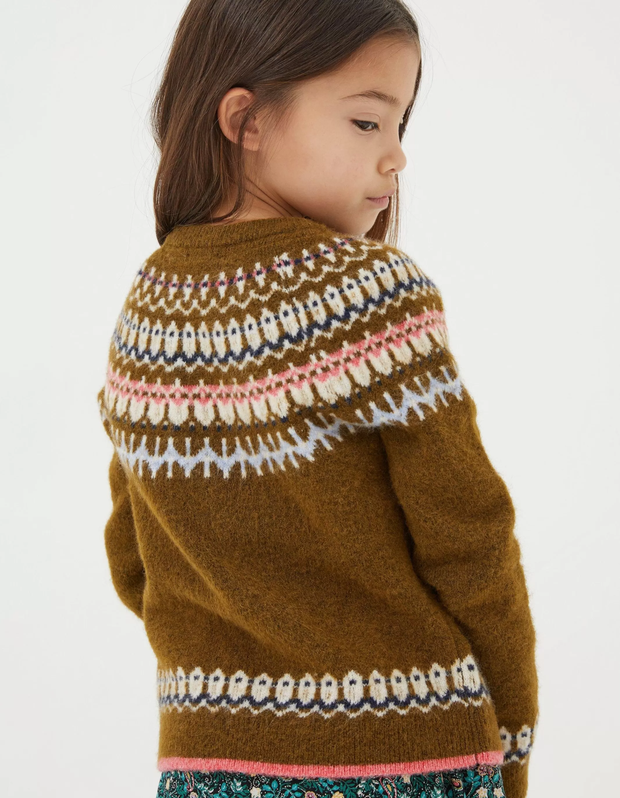 Flash Sale FatFace Fairisle Detail Cardigan Olive Green