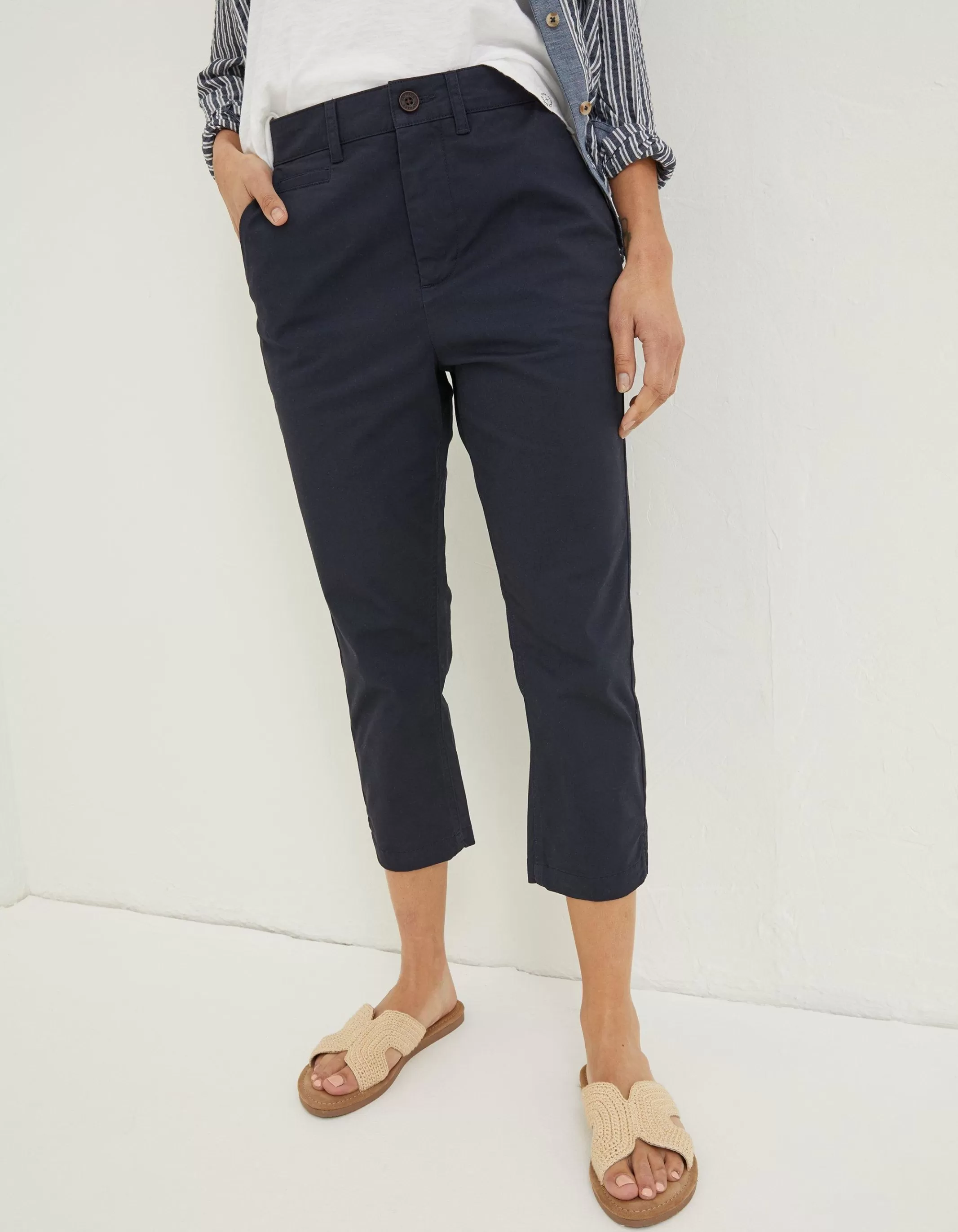 Cheap FatFace Farnham Cropped Chinos Navy