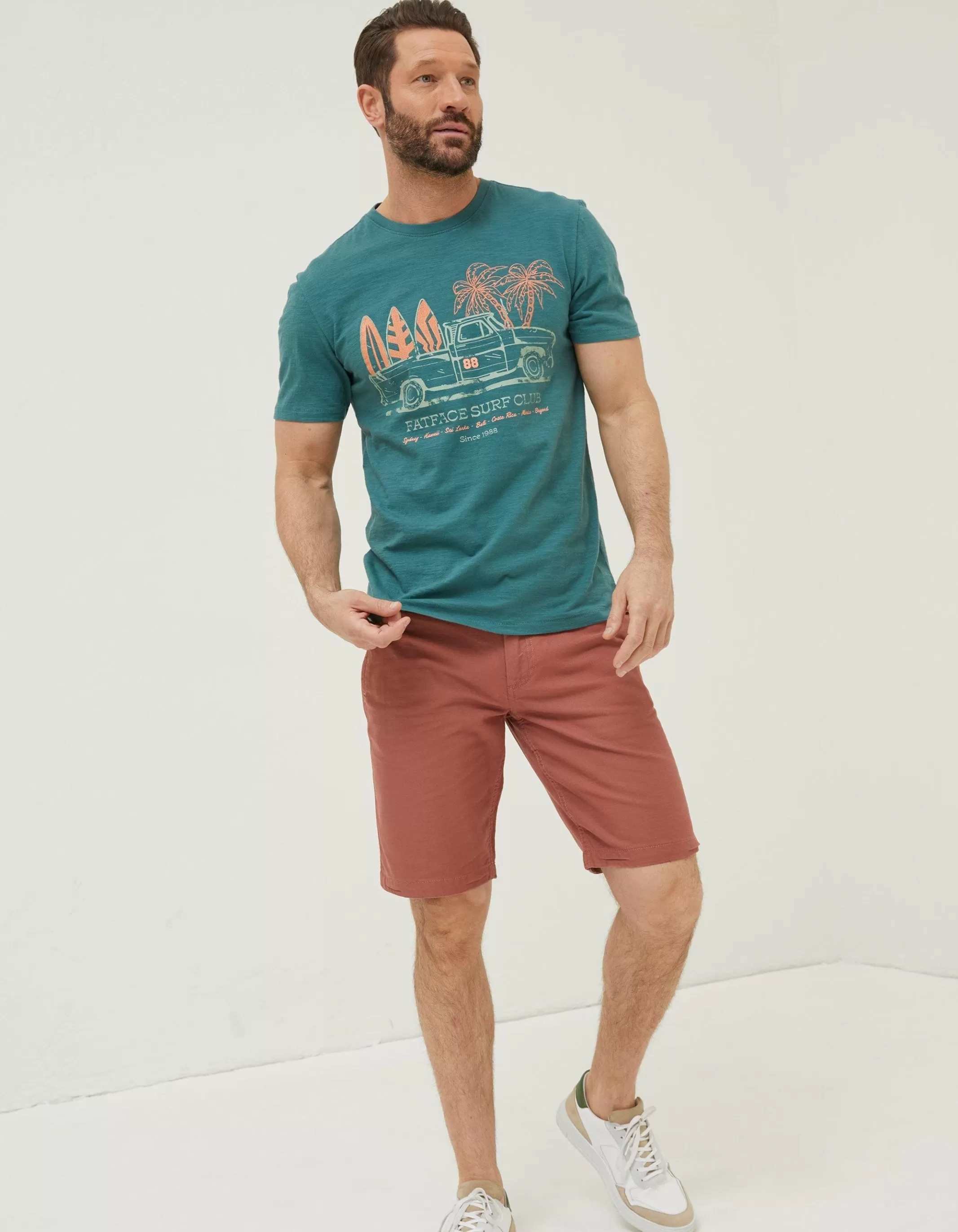 Cheap FatFace Surf Club T-Shirt Teal Green
