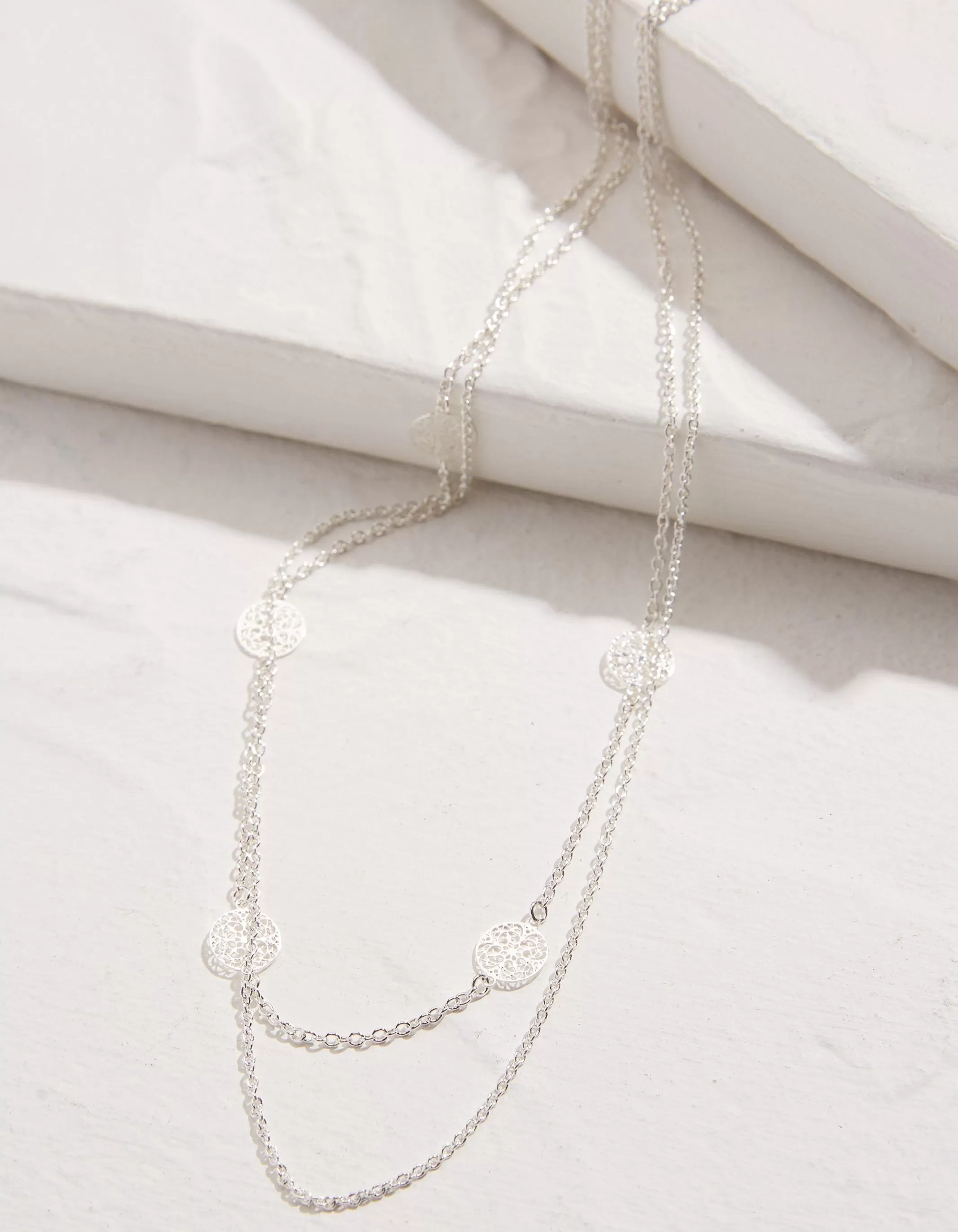 Online FatFace Filagree Disc Necklace Silver