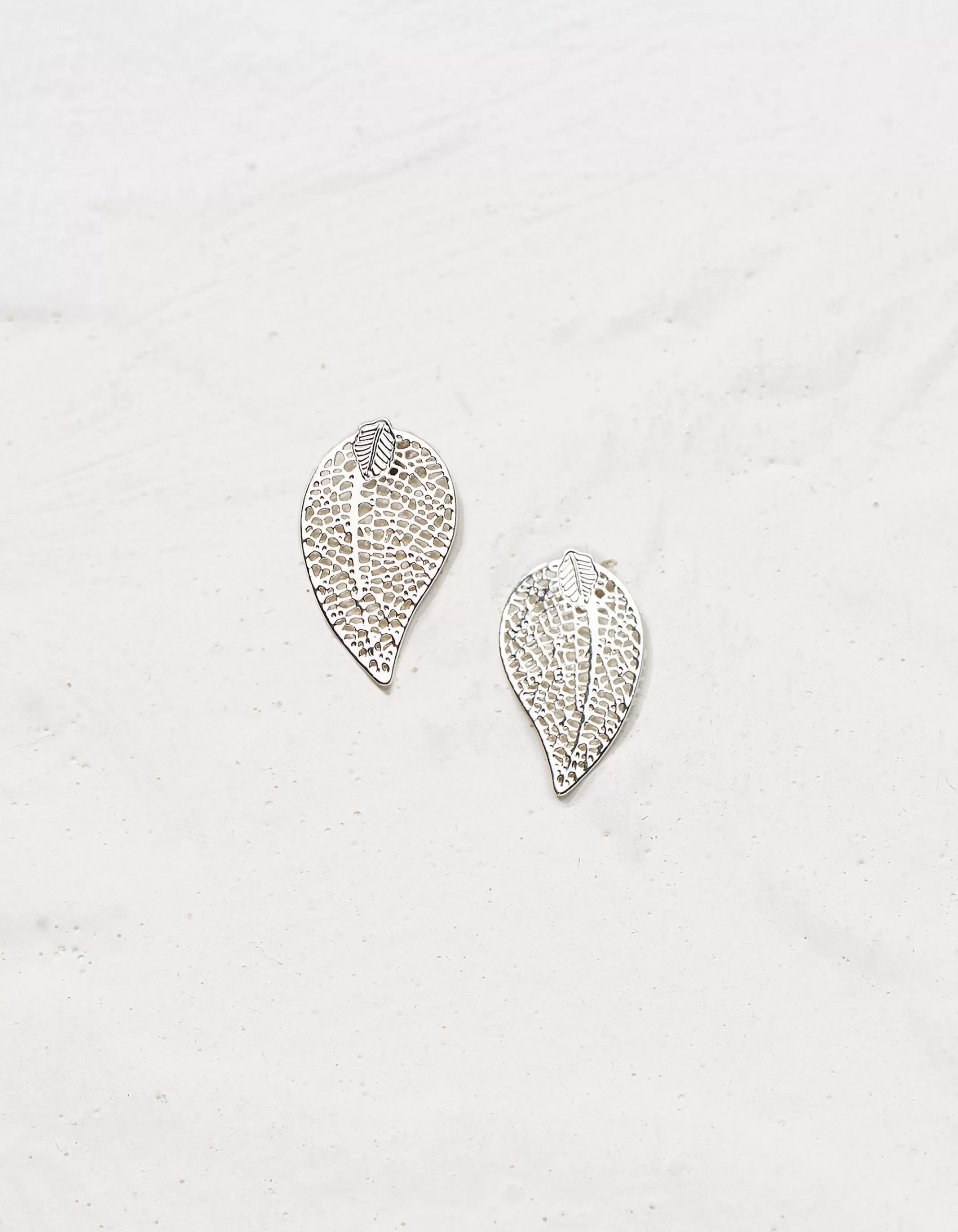 Clearance FatFace Filagree Leaf Studs Silver