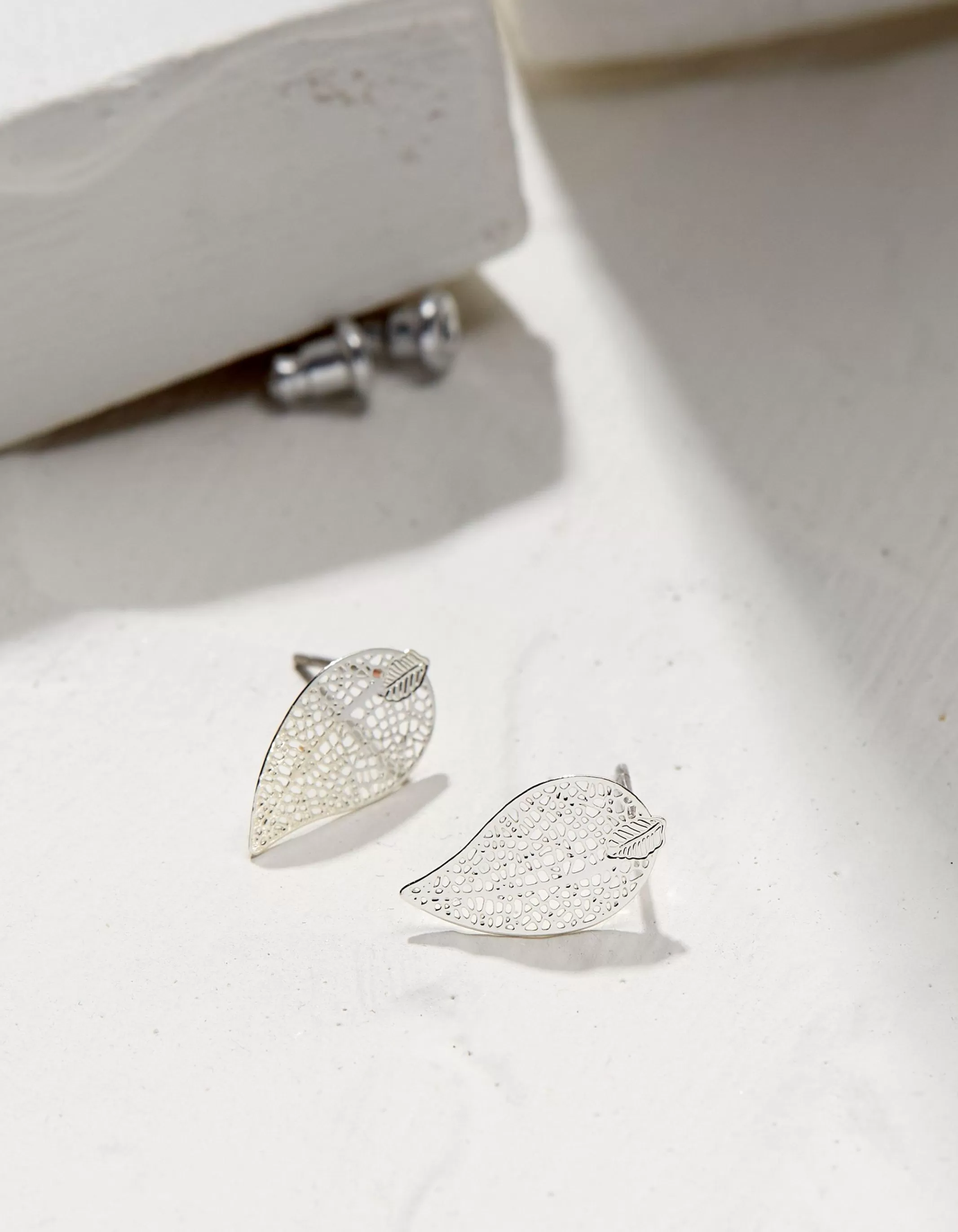 Clearance FatFace Filagree Leaf Studs Silver