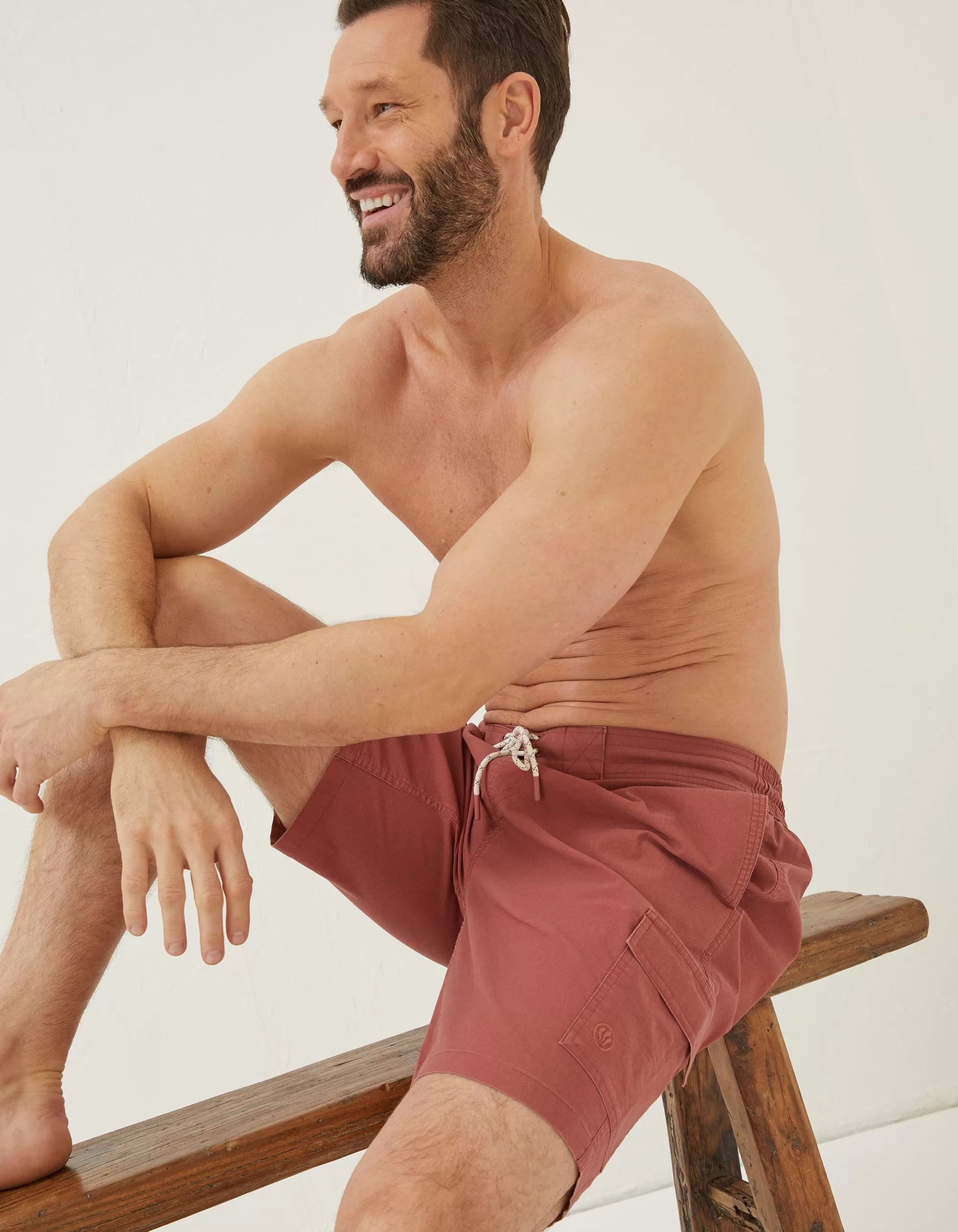 Outlet FatFace Filey Cargo Swim Shorts Terracotta