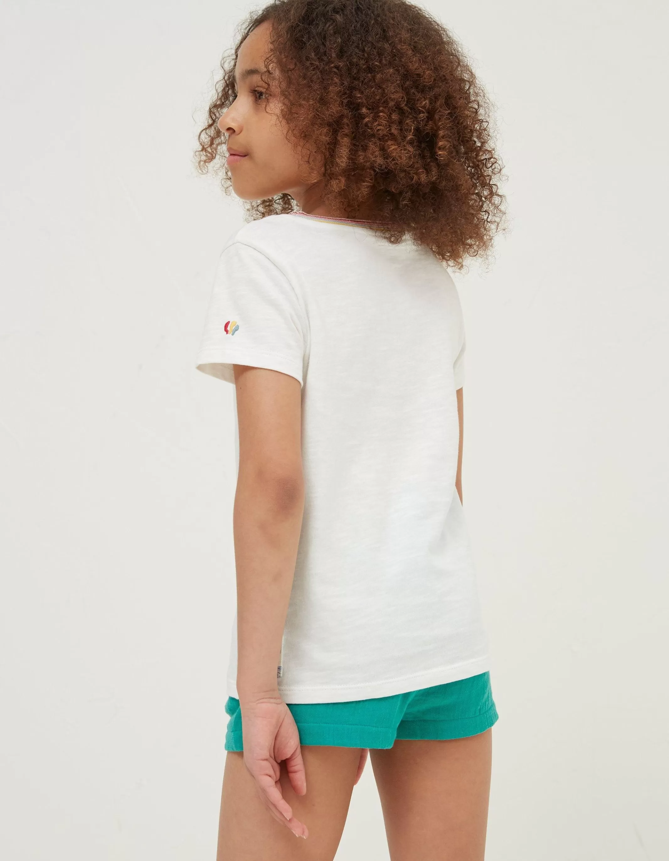 New FatFace Flamingo Graphic T Shirt Off White