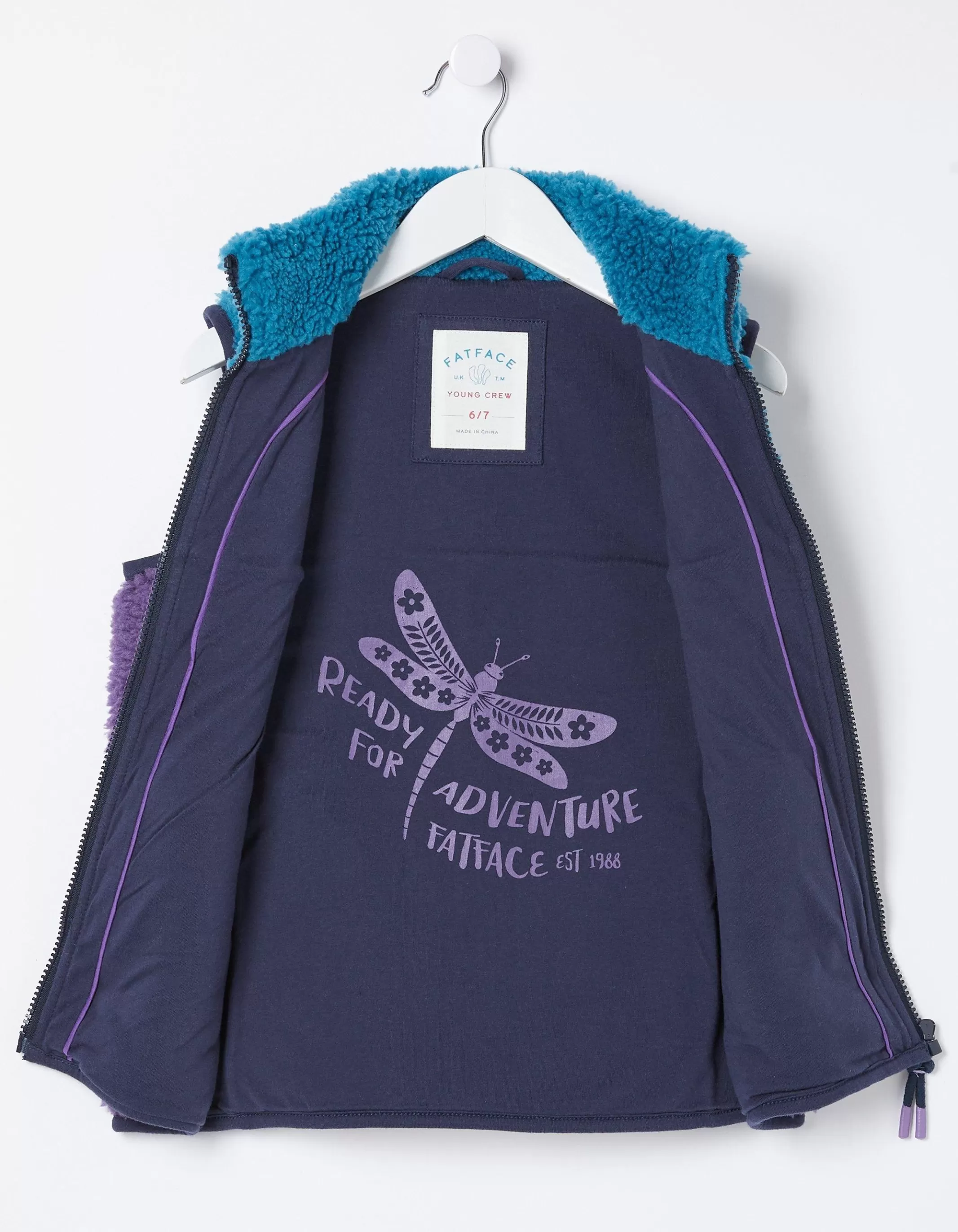 Discount FatFace Fleece Colourblock Gilet Lilac
