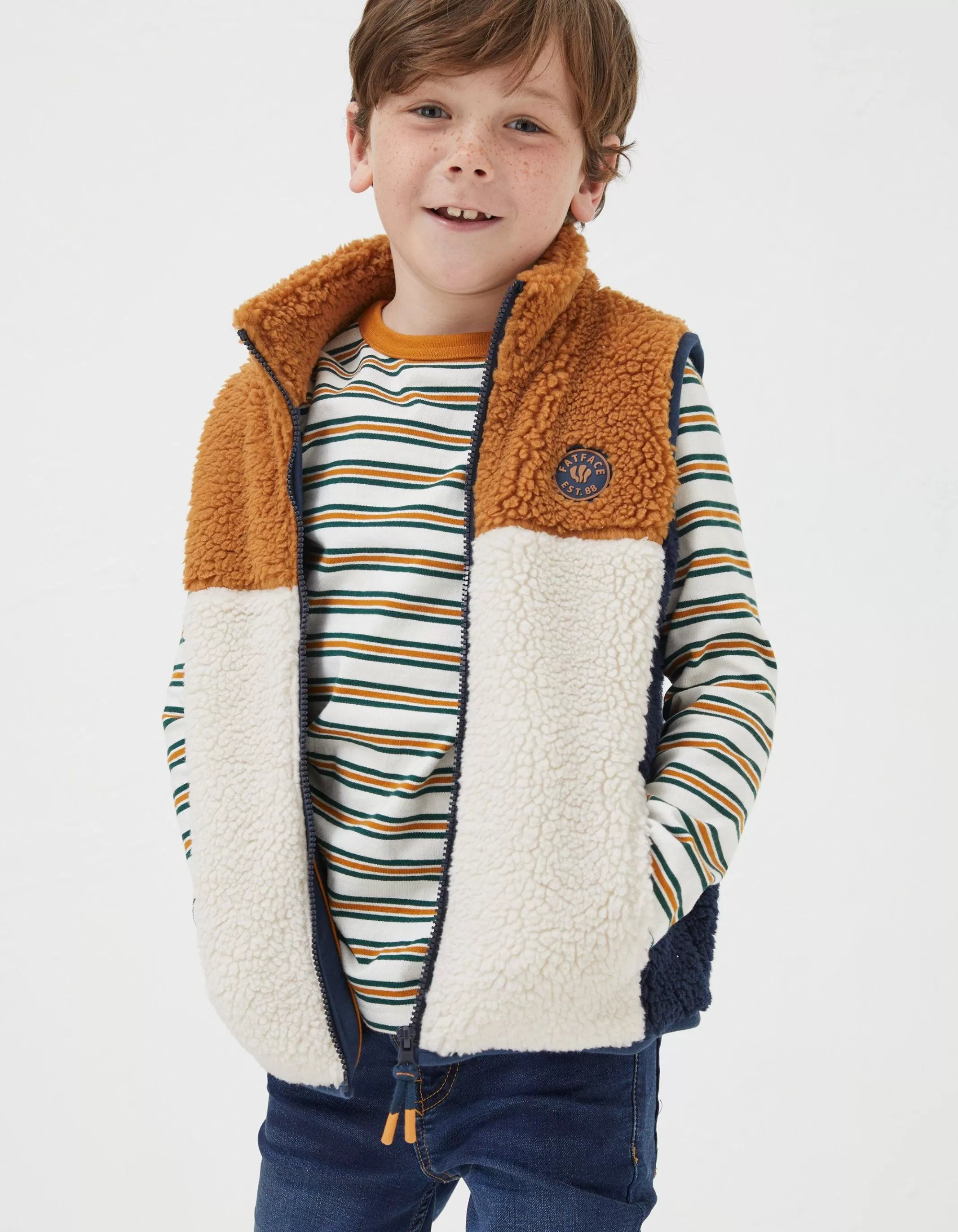 Fashion FatFace Fleece Gilet Natural