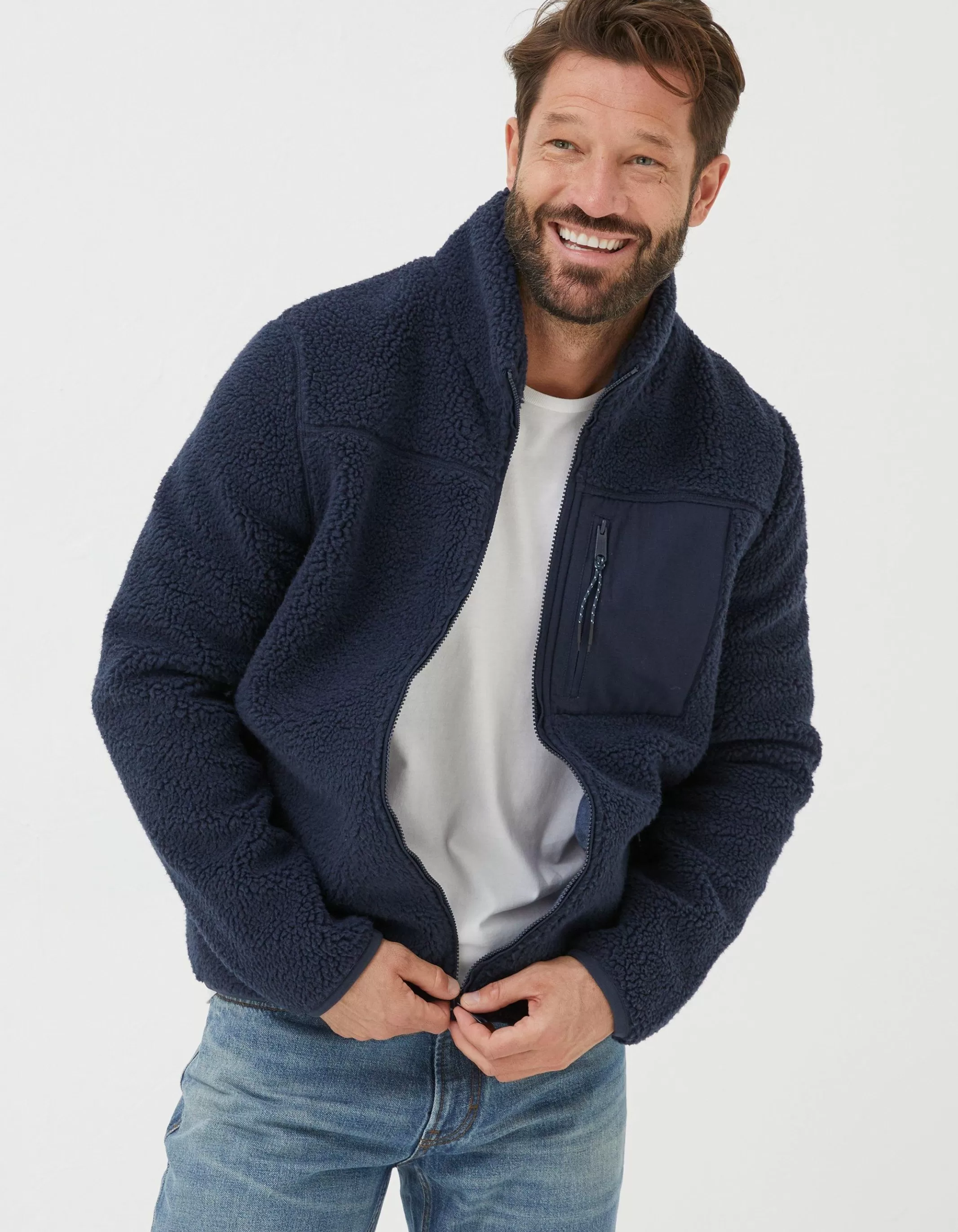 Sale FatFace Fleece Zip Through Navy