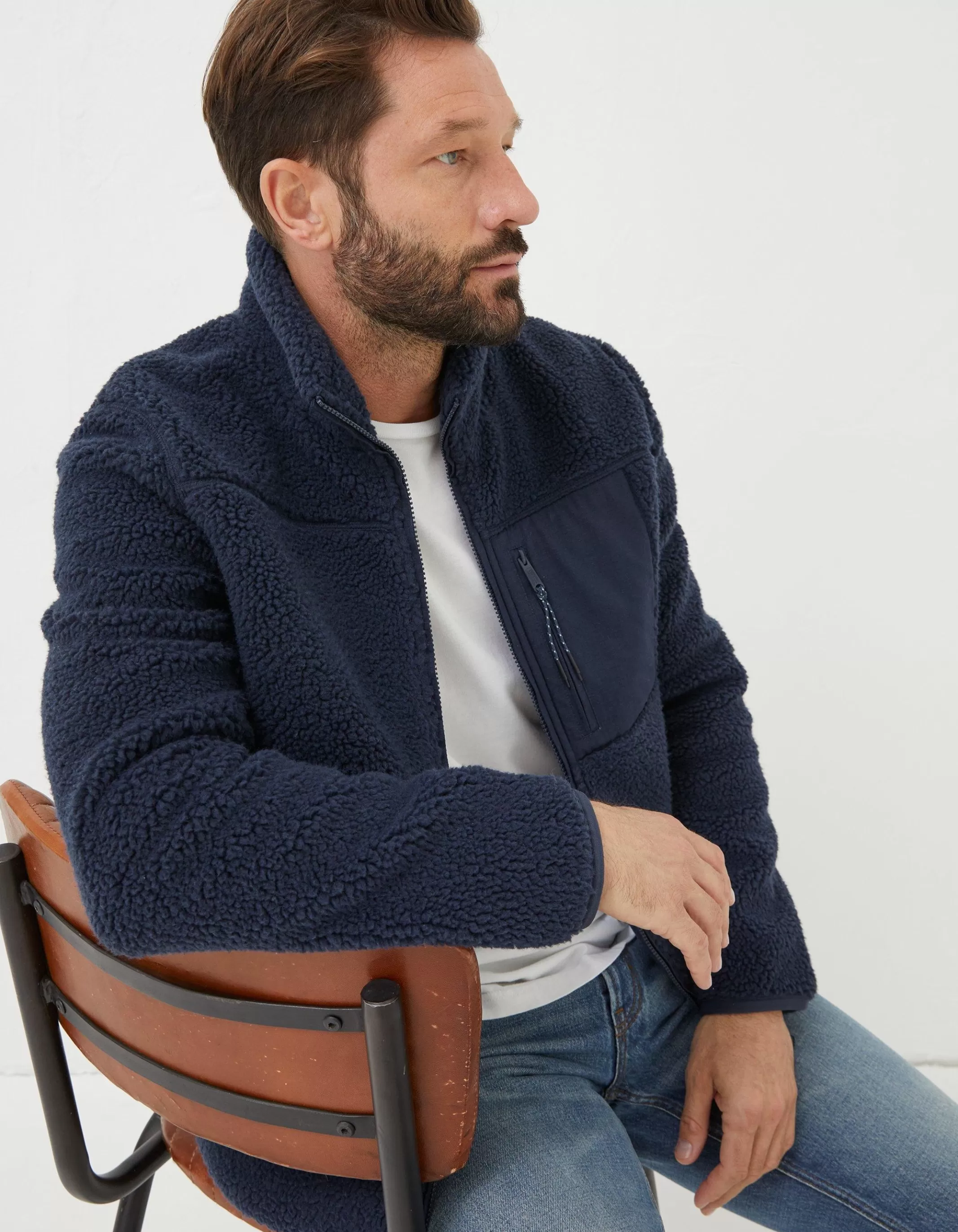 Sale FatFace Fleece Zip Through Navy