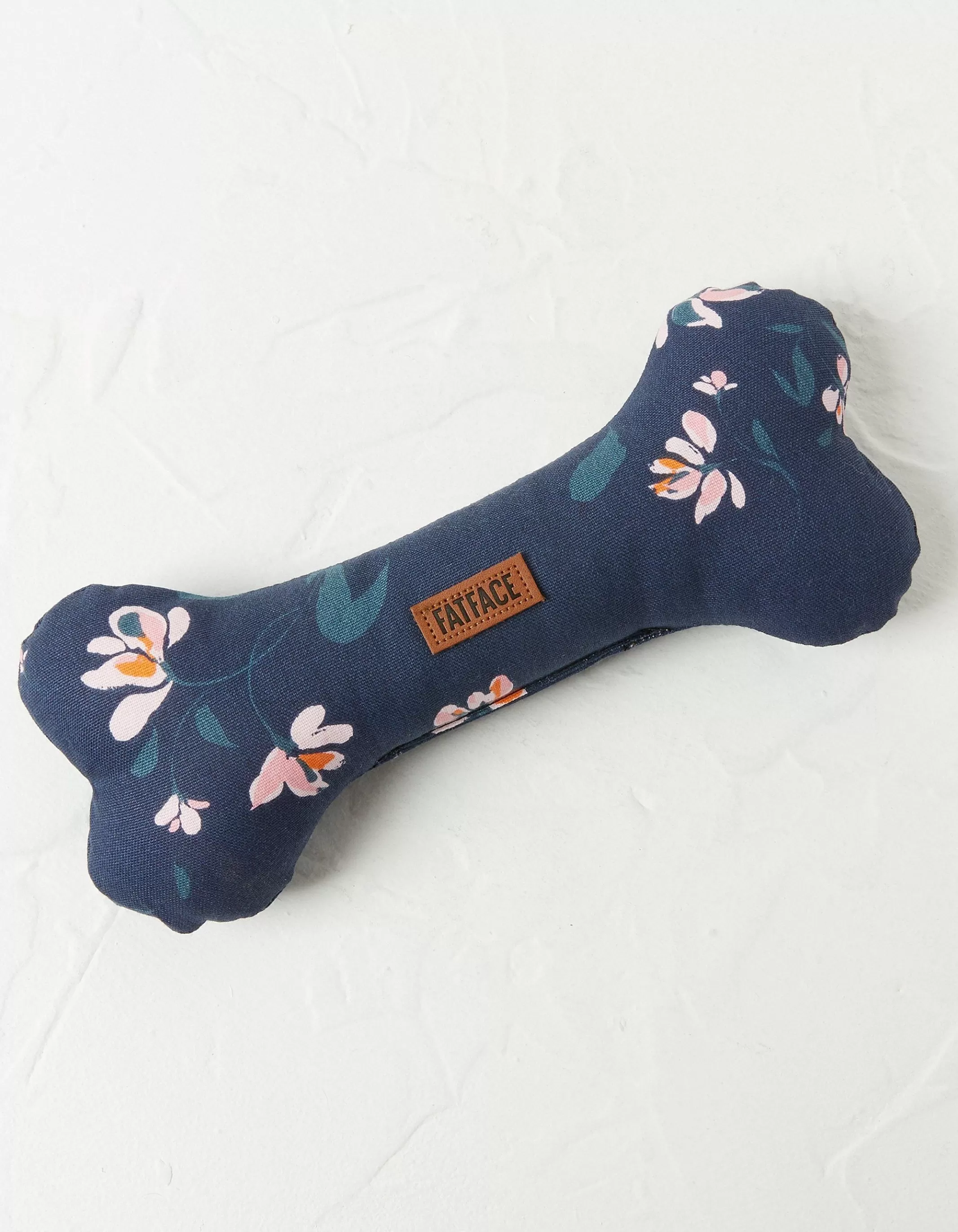 Hot FatFace Floral Bone Dog Toy Navy