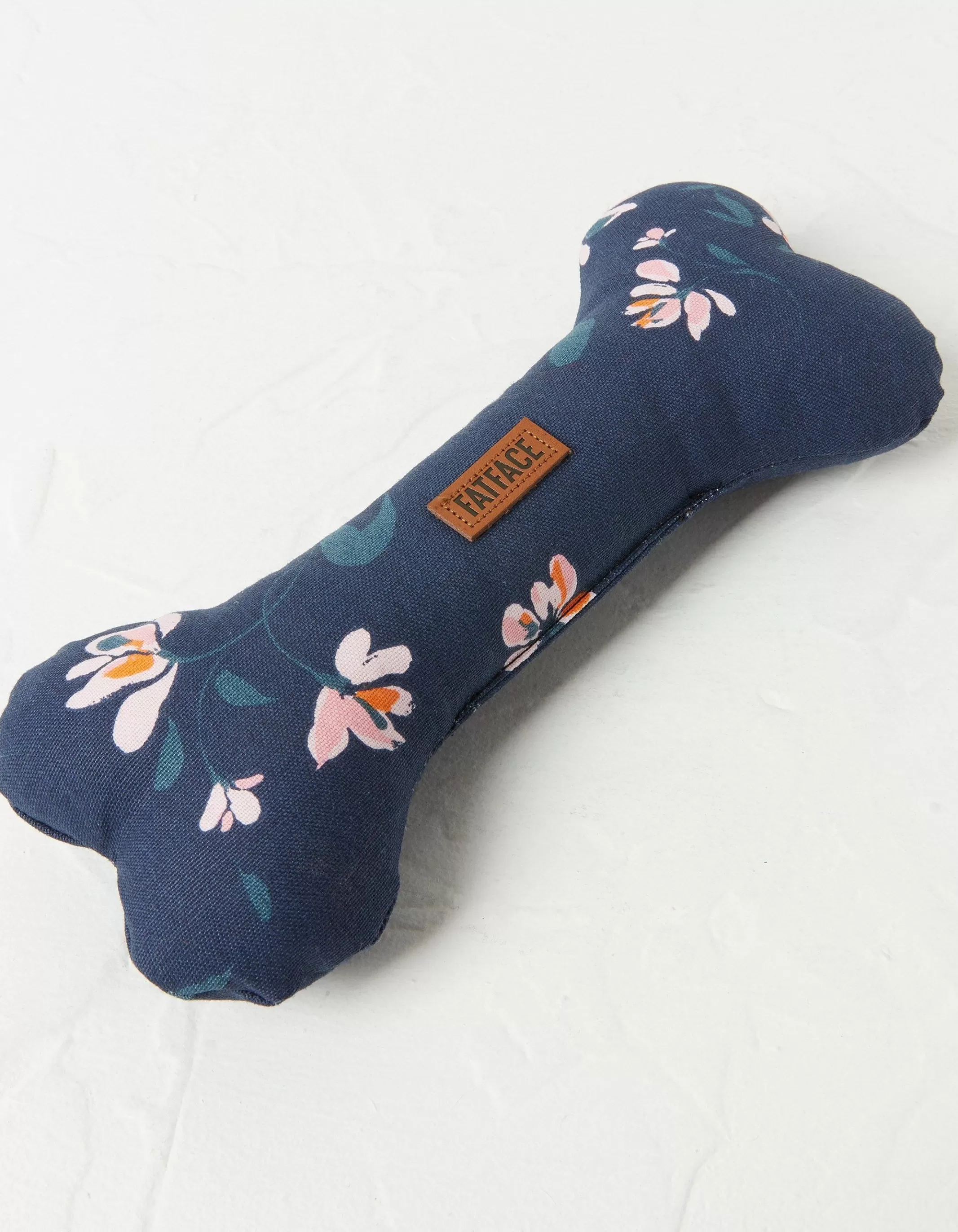 Hot FatFace Floral Bone Dog Toy Navy