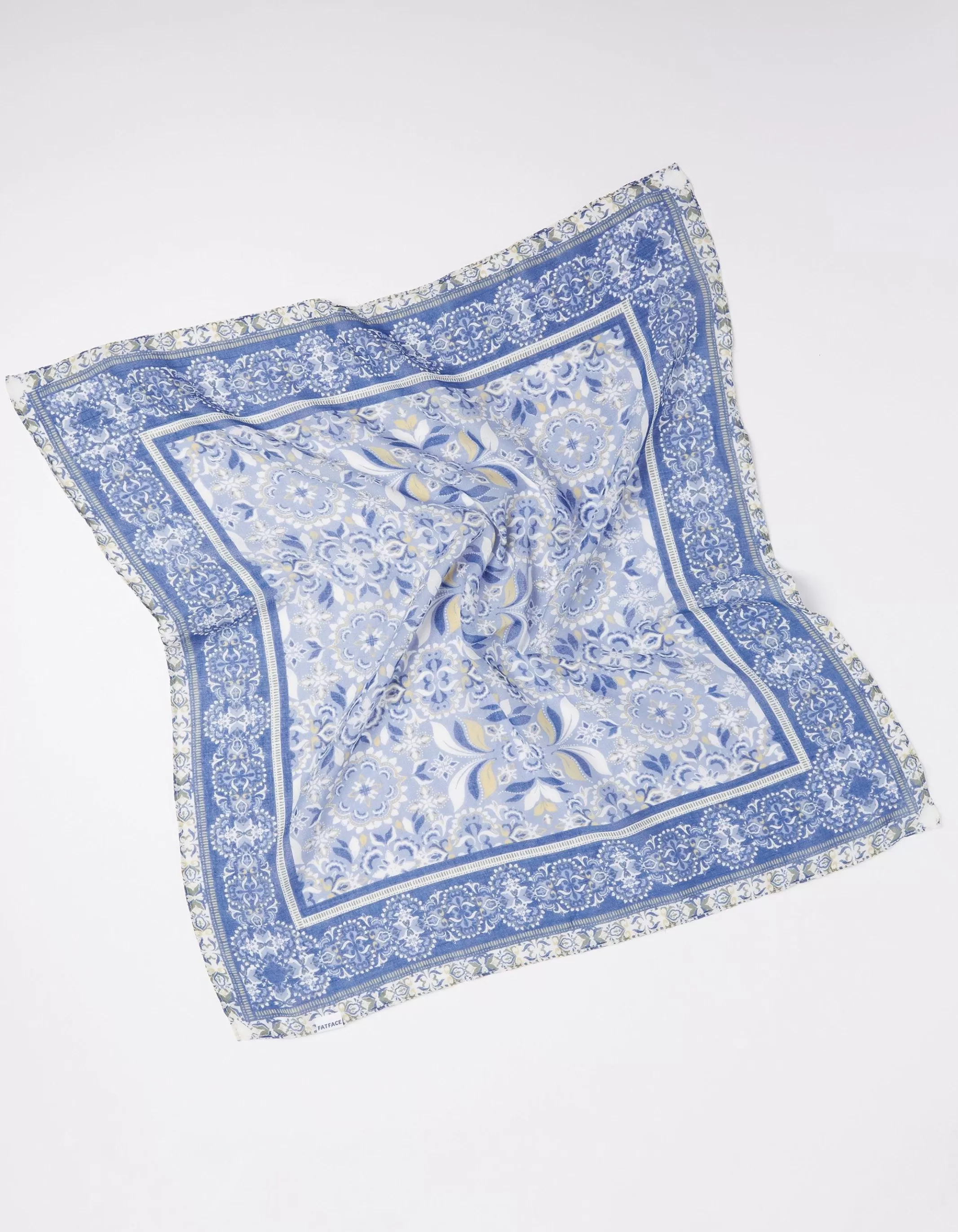 Best FatFace Floral Border Hair Scarf Blue