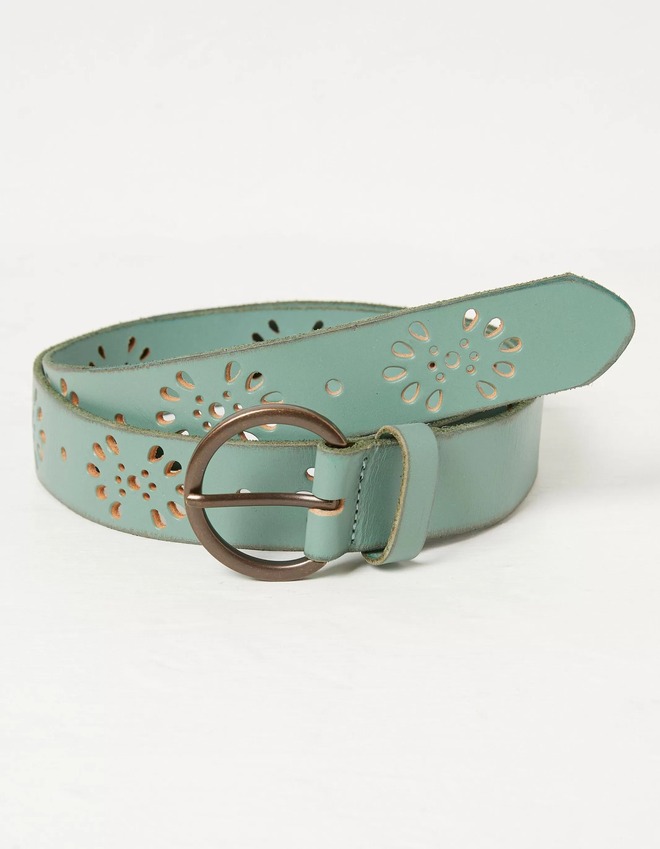 Flash Sale FatFace Floral Laser Cut Belt Green Haze