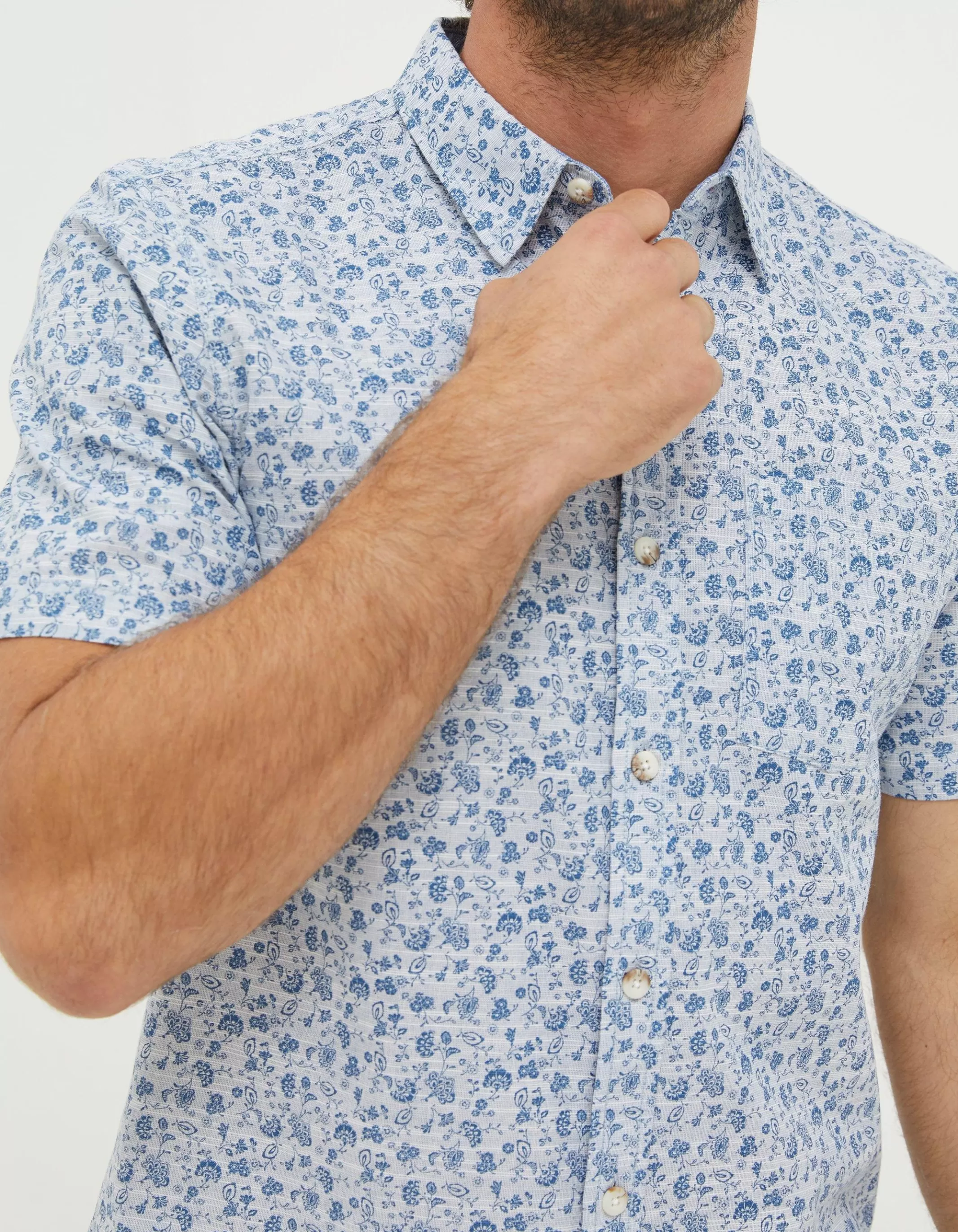 Discount FatFace Floral Print Shirt Blue