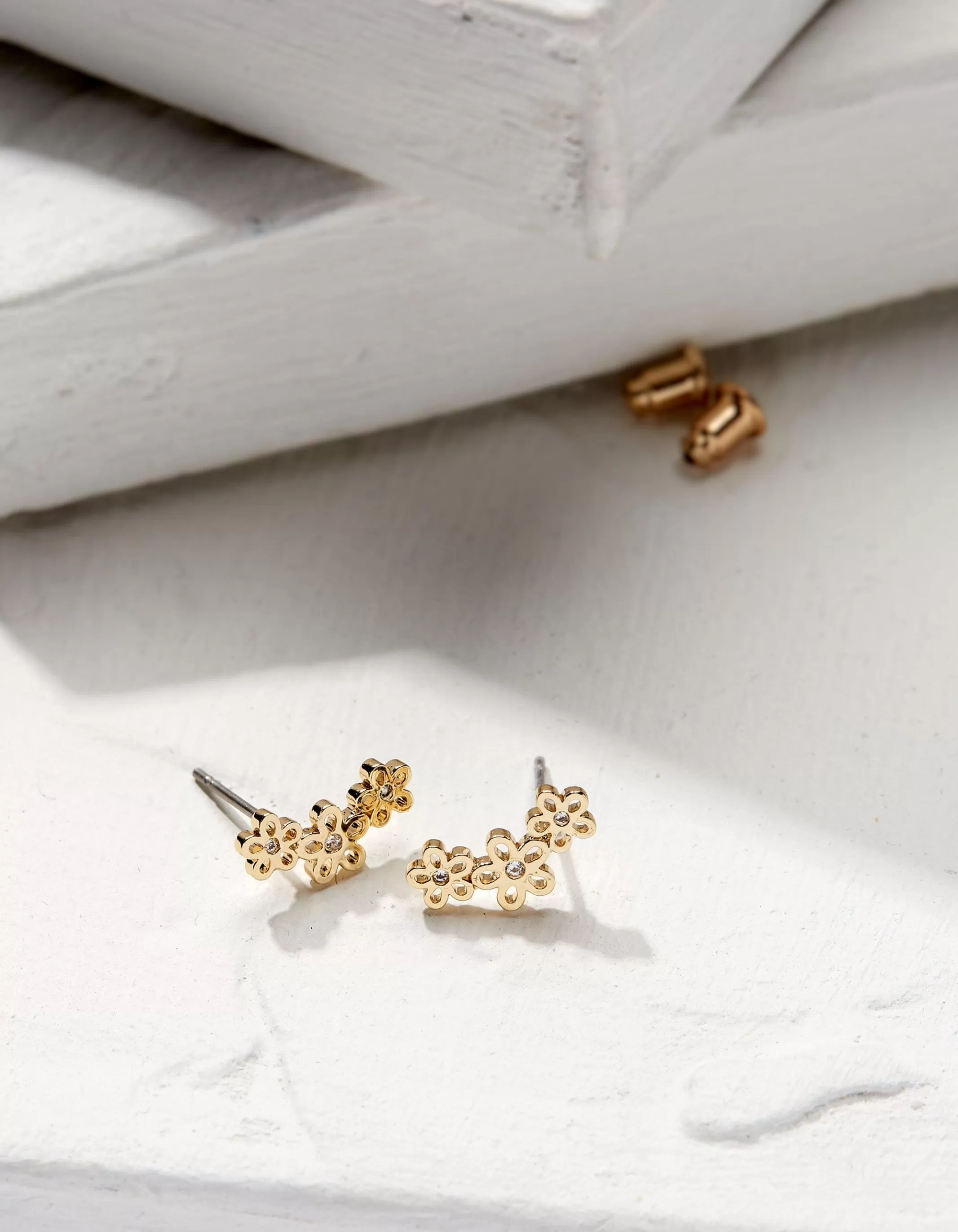 Shop FatFace Flower Crawler Earrings Gold