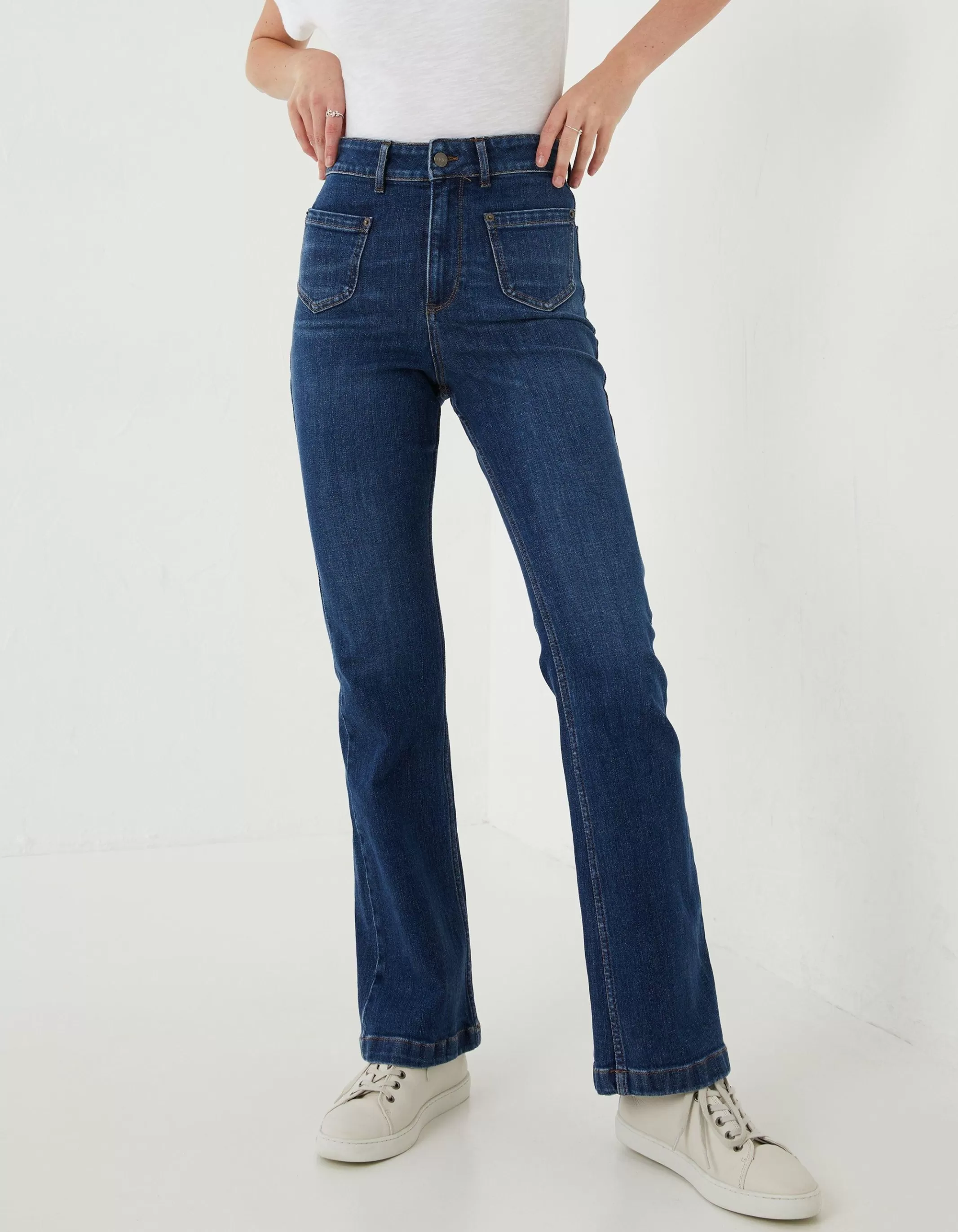 Clearance FatFace Fly Flare Comfort Stretch Jeans Dark Blue