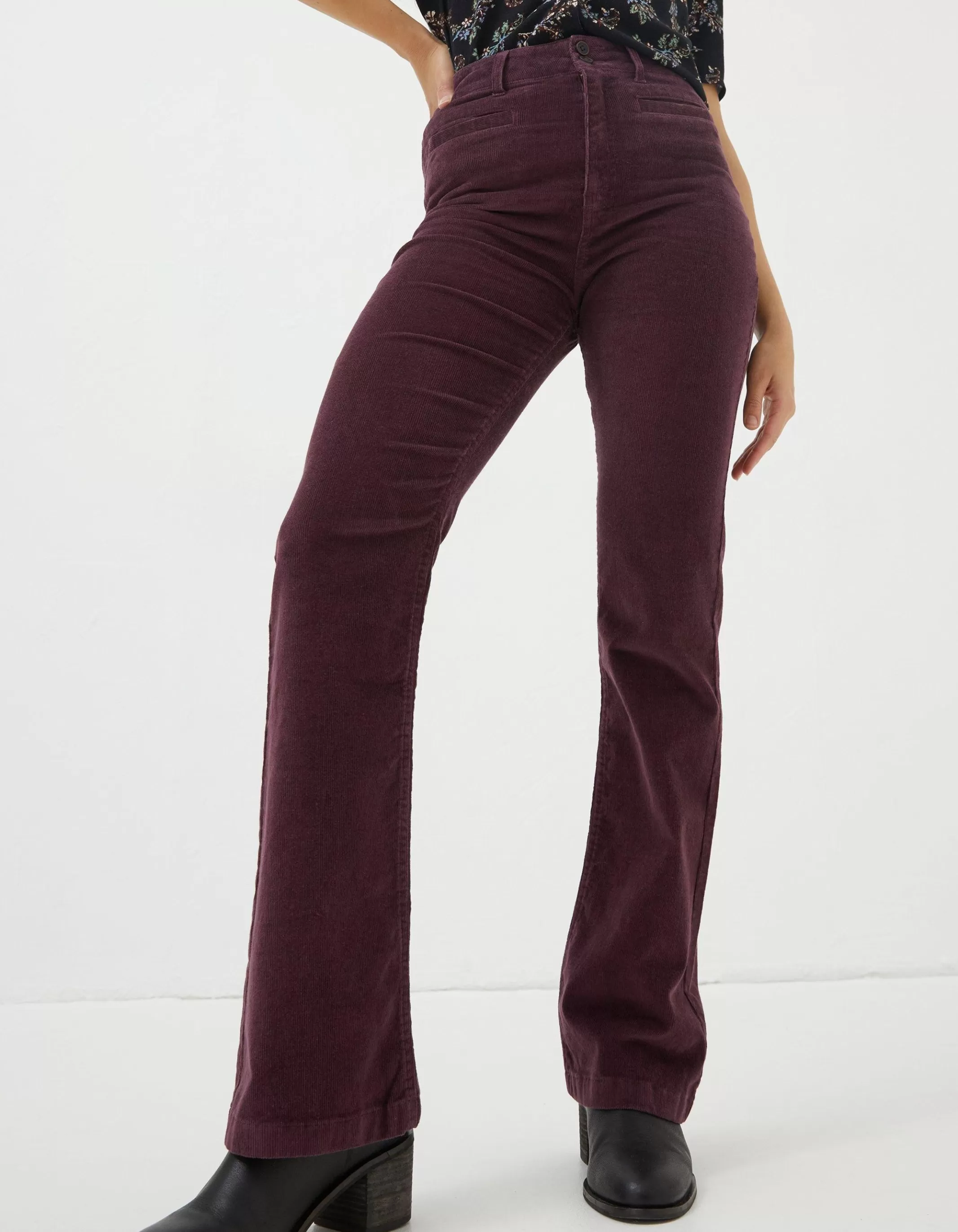Cheap FatFace Fly Flare Corduroy Trousers Purple