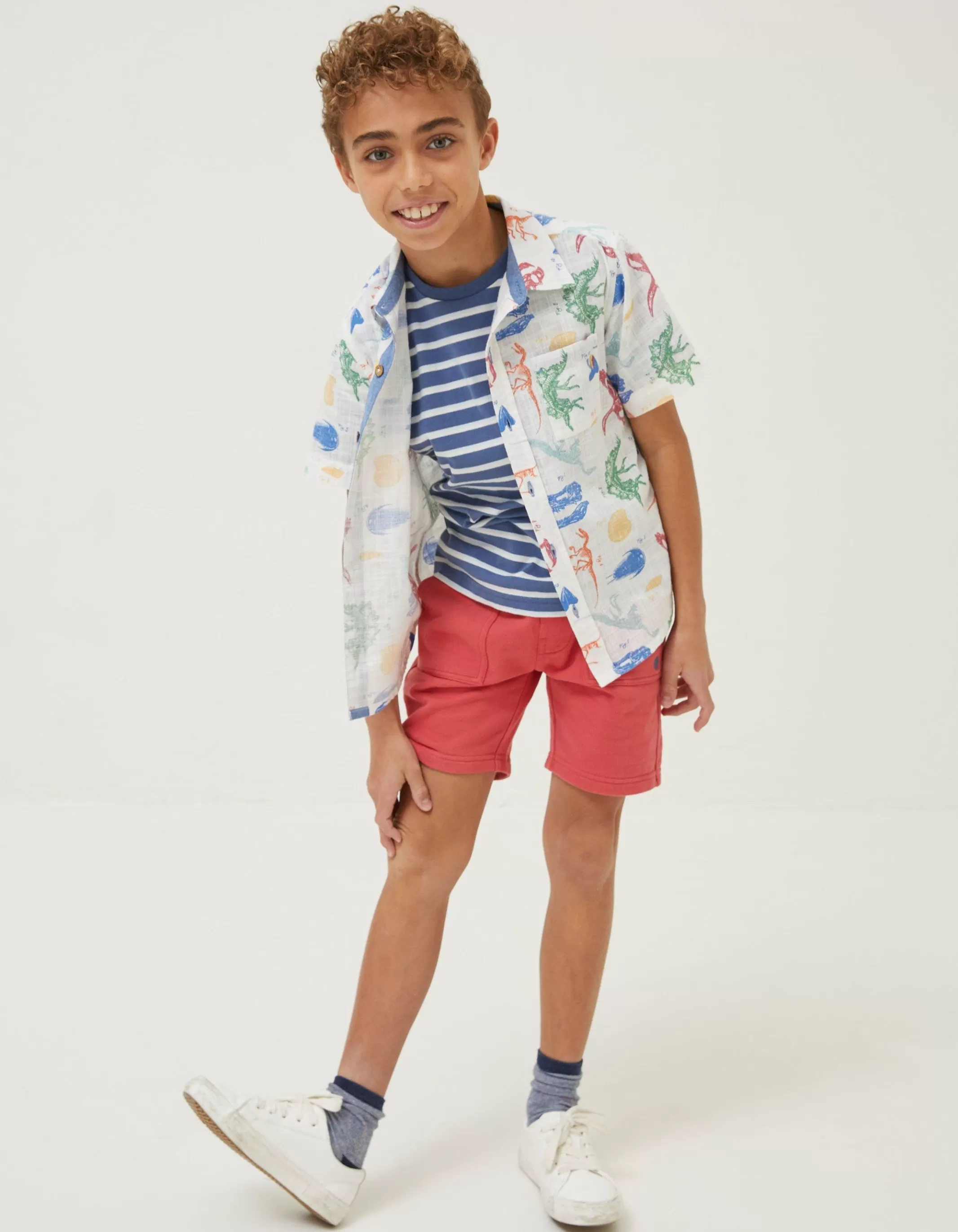 Outlet FatFace Fossil Printed Shirt Natural White