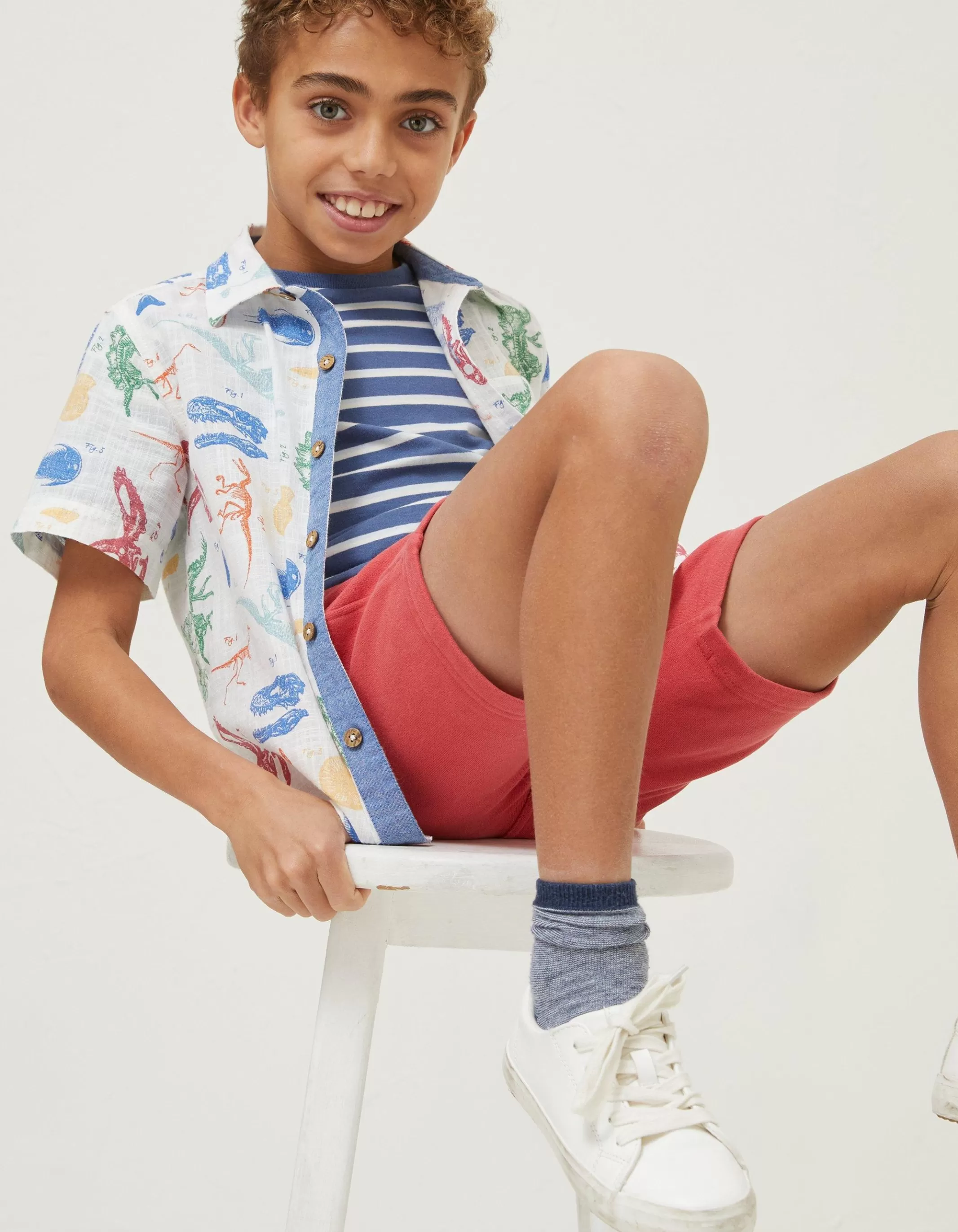 Outlet FatFace Fossil Printed Shirt Natural White