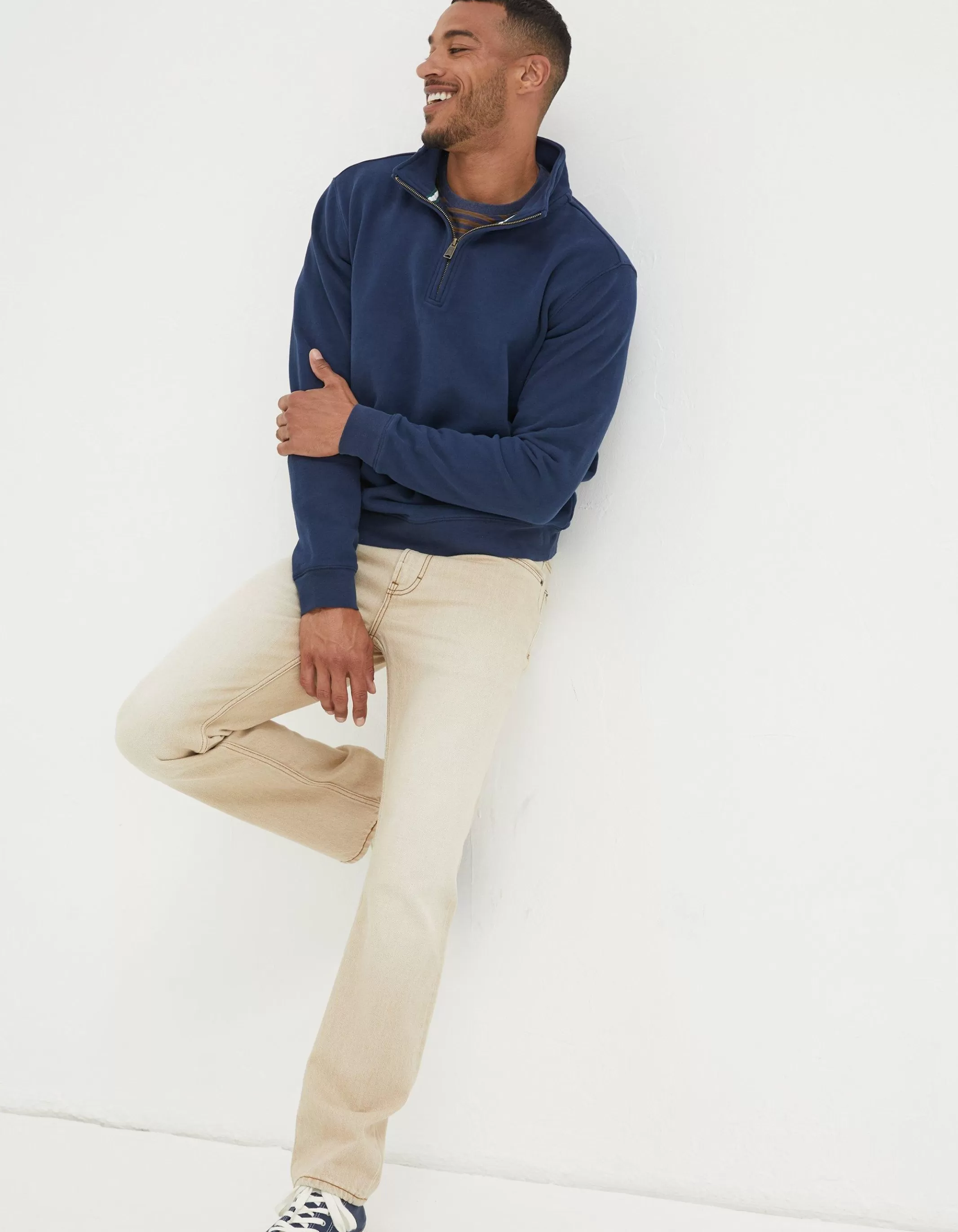 Sale FatFace Fowey Half Neck Sweatshirt Navy