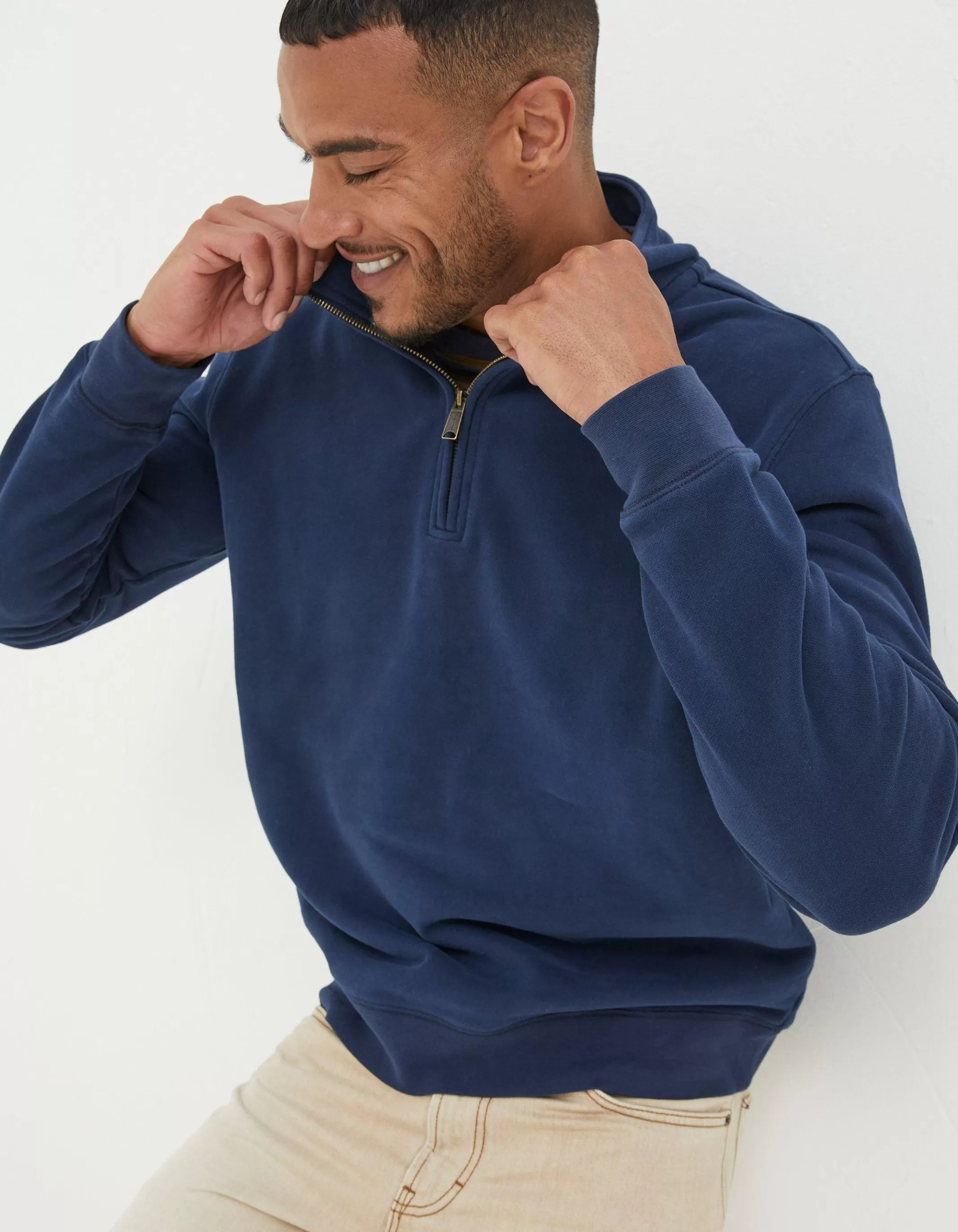 Sale FatFace Fowey Half Neck Sweatshirt Navy