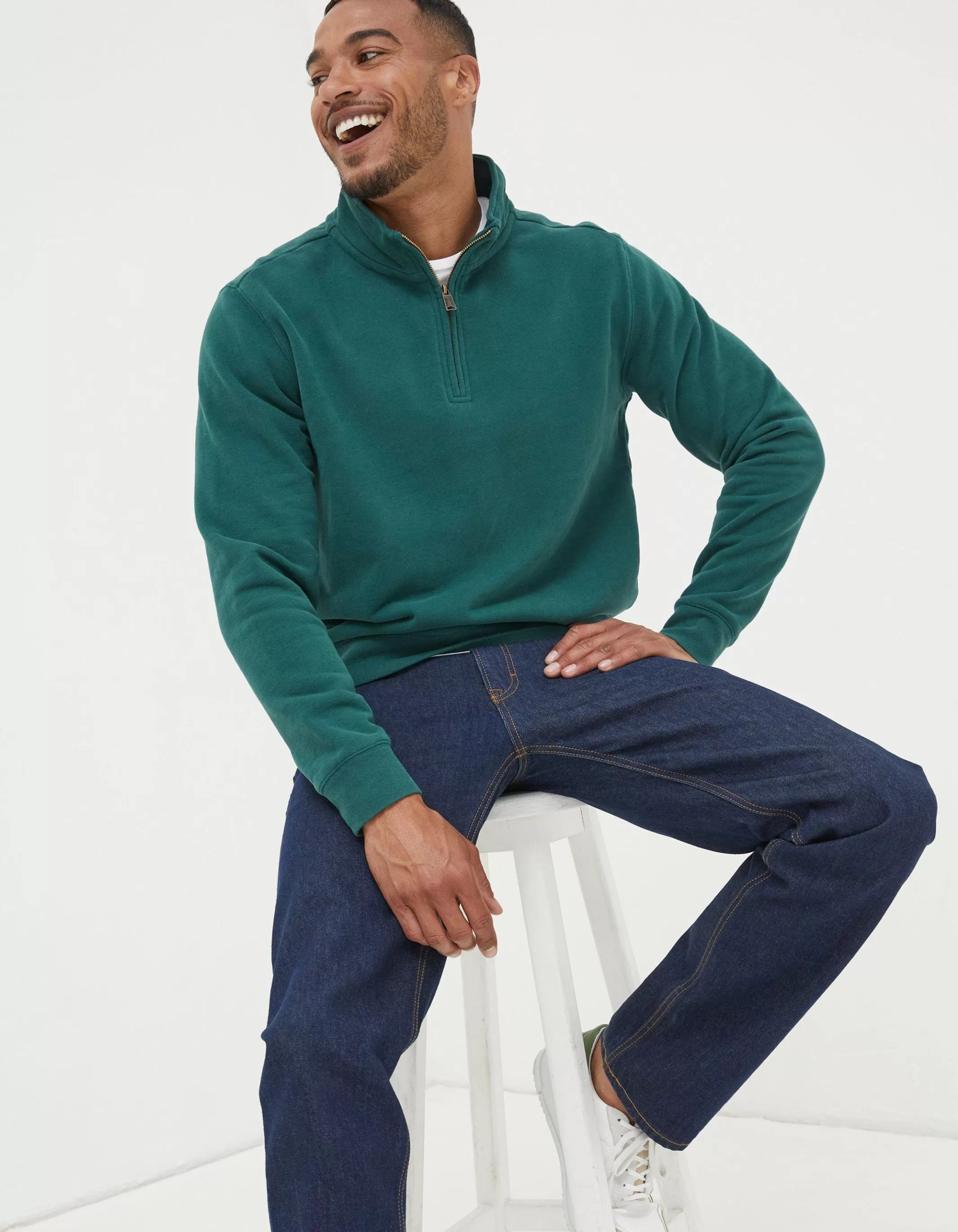 Flash Sale FatFace Fowey Half Neck Sweatshirt Jade Green