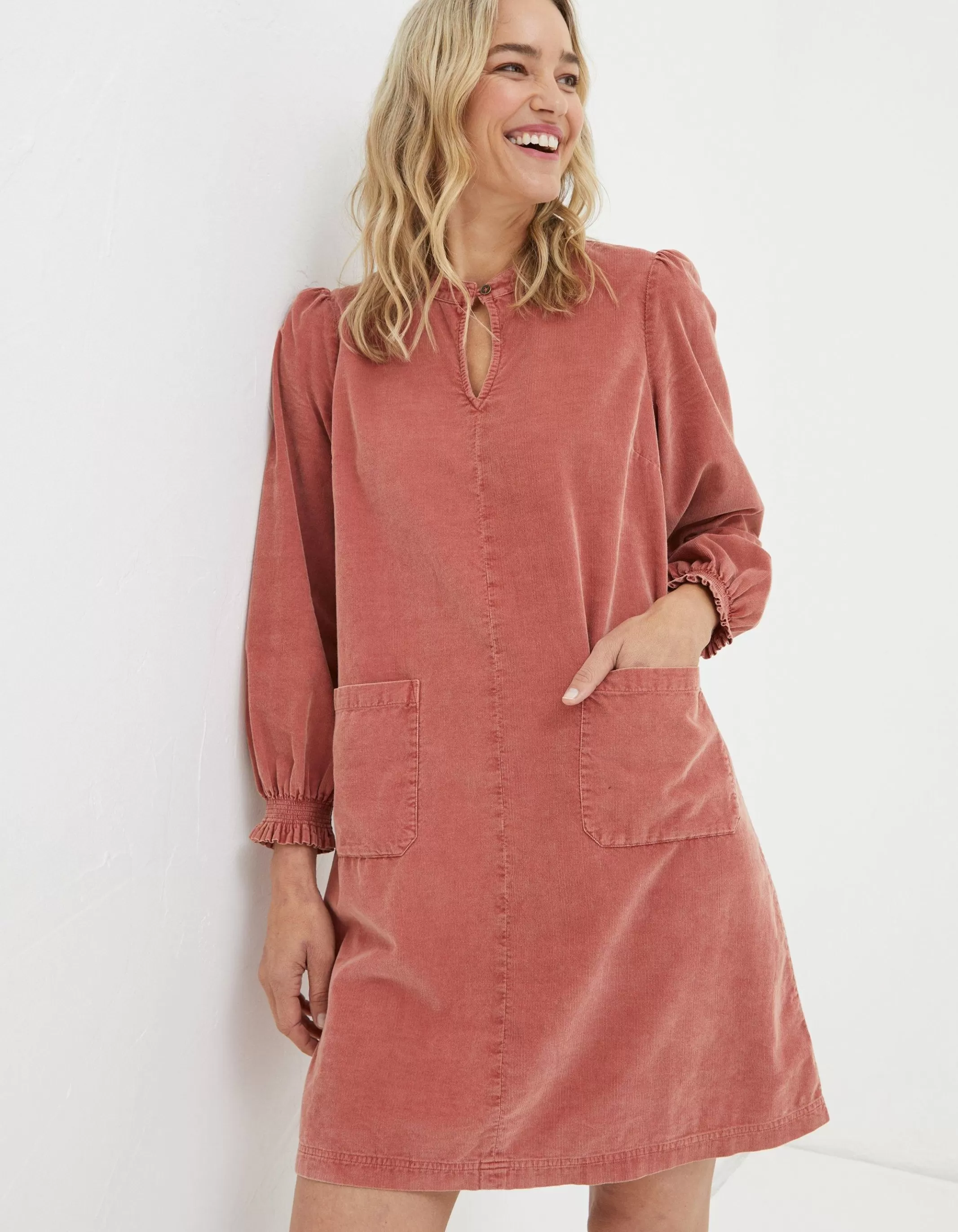Online FatFace Fran Cord Tunic Dress Dusky Orange