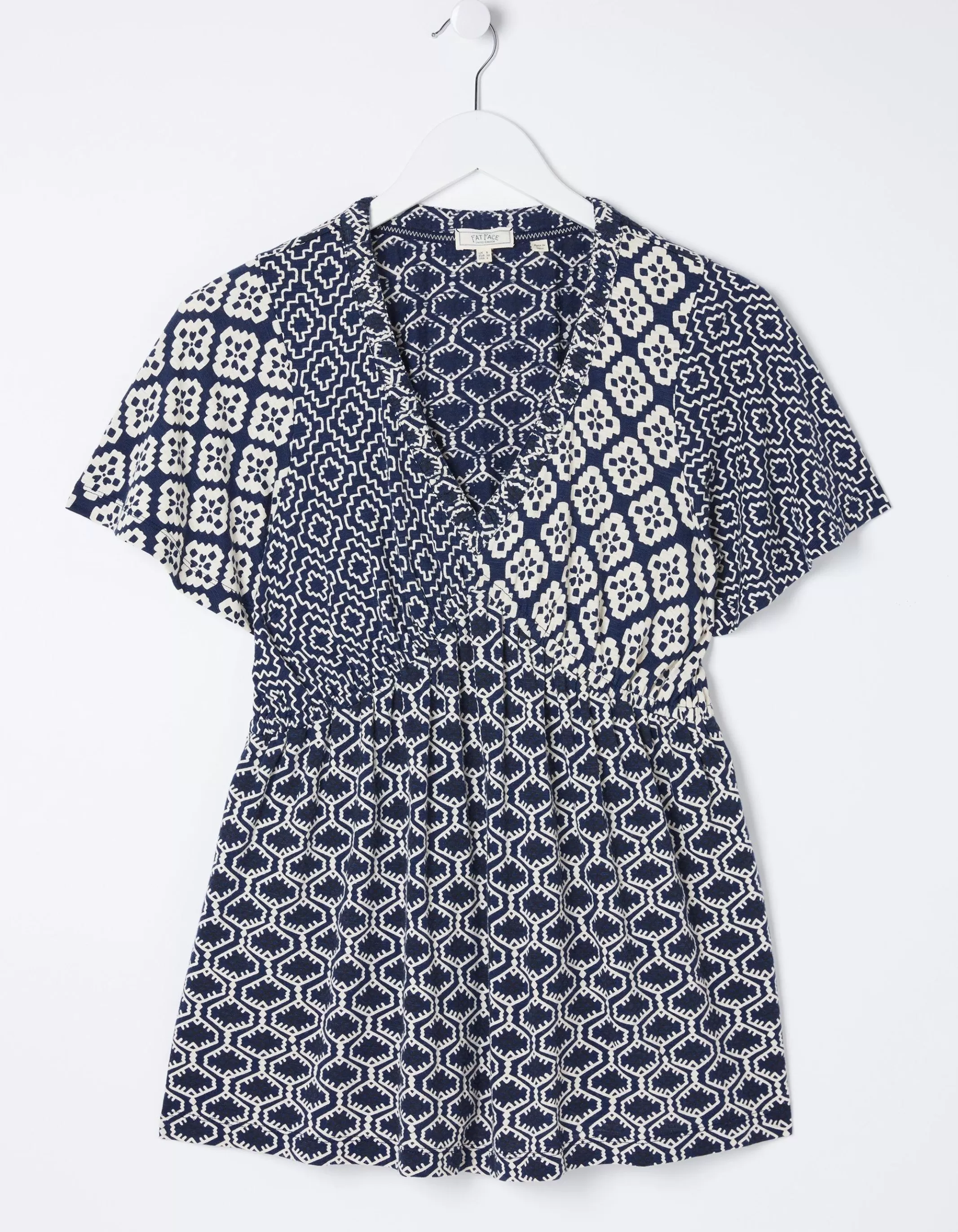Flash Sale FatFace Frankie Patchwork Geo Top Blue