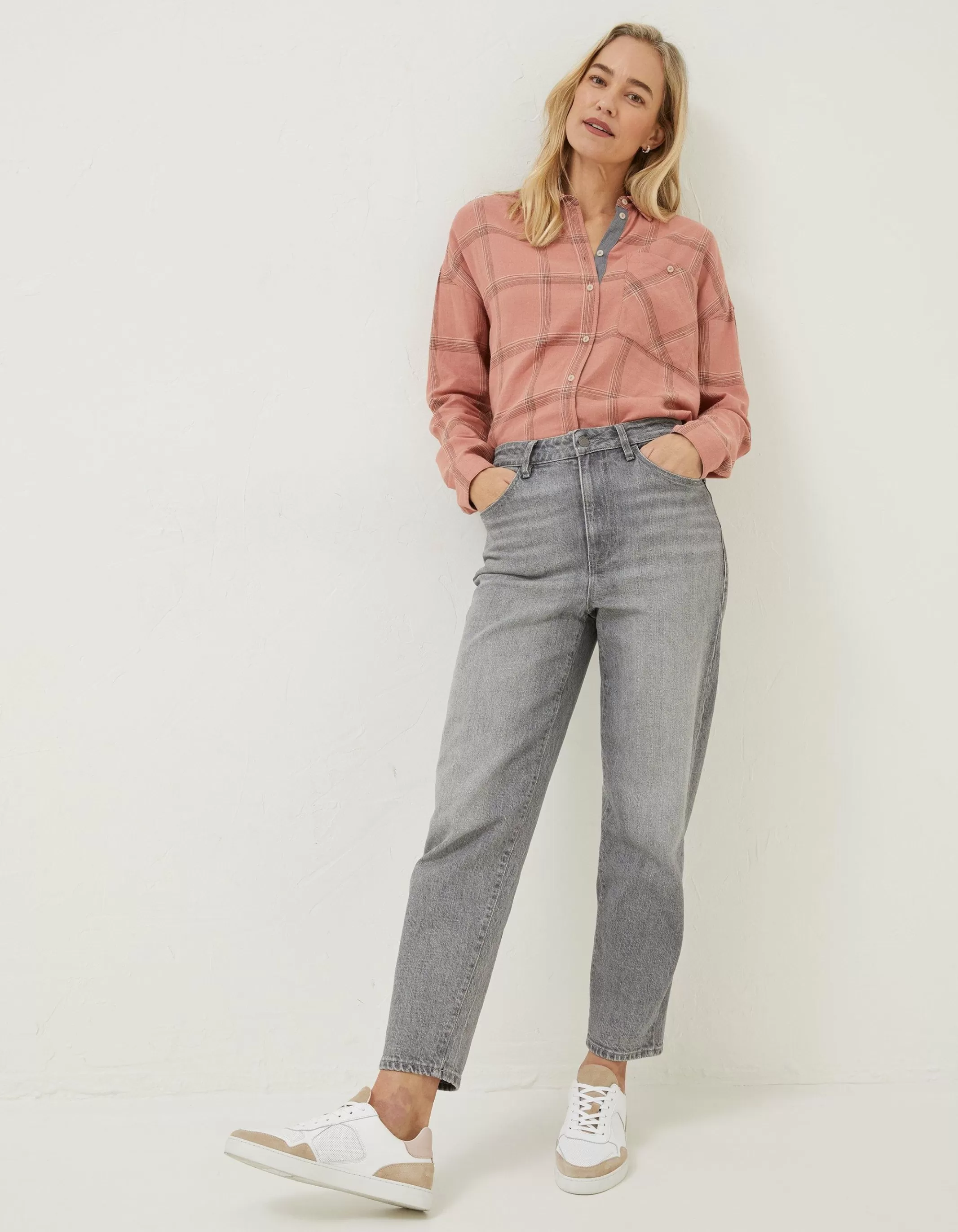 New FatFace Frome Relaxed Check Shirt Rust Brown