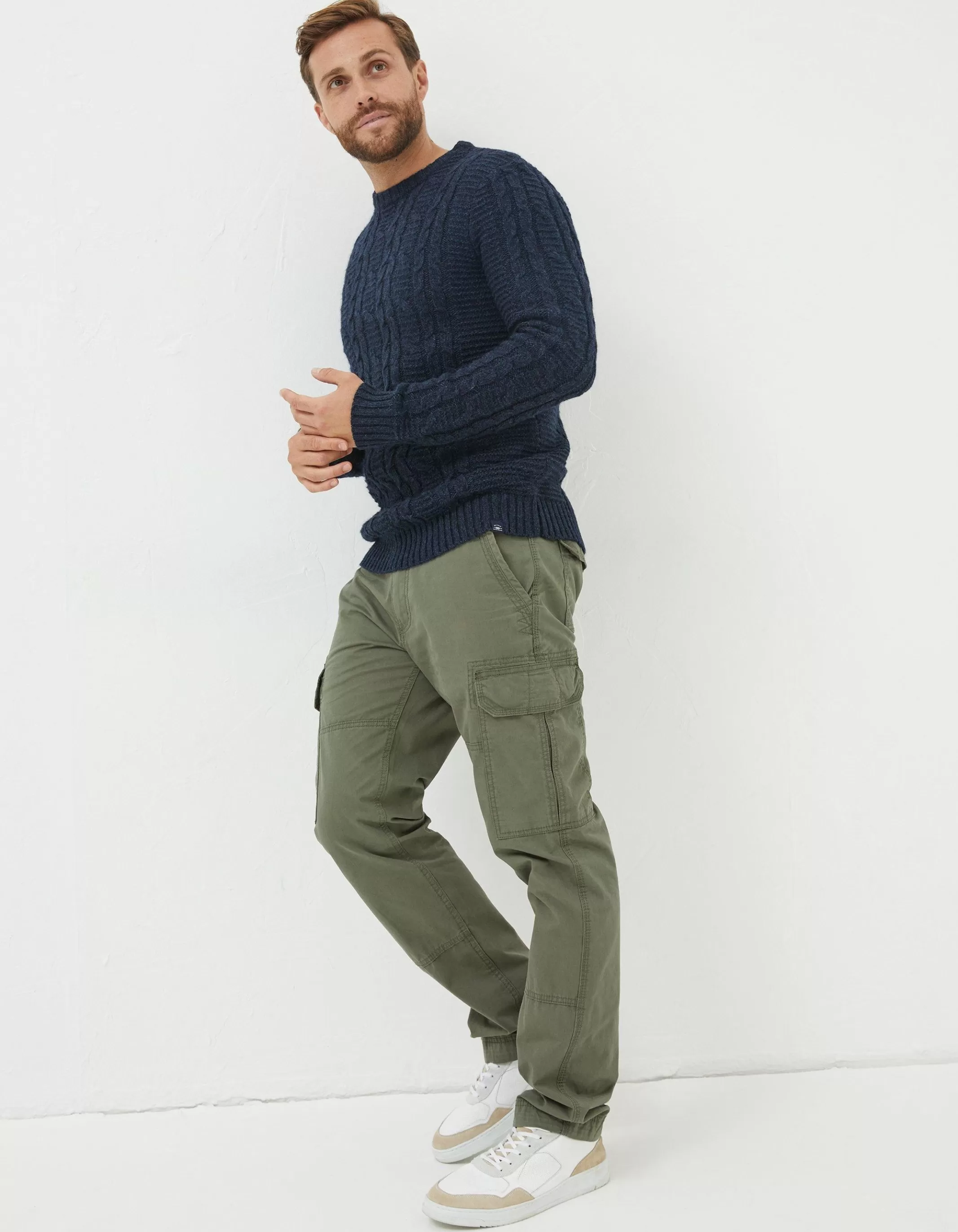 Flash Sale FatFace Funtley Cable Crew Jumper Navy