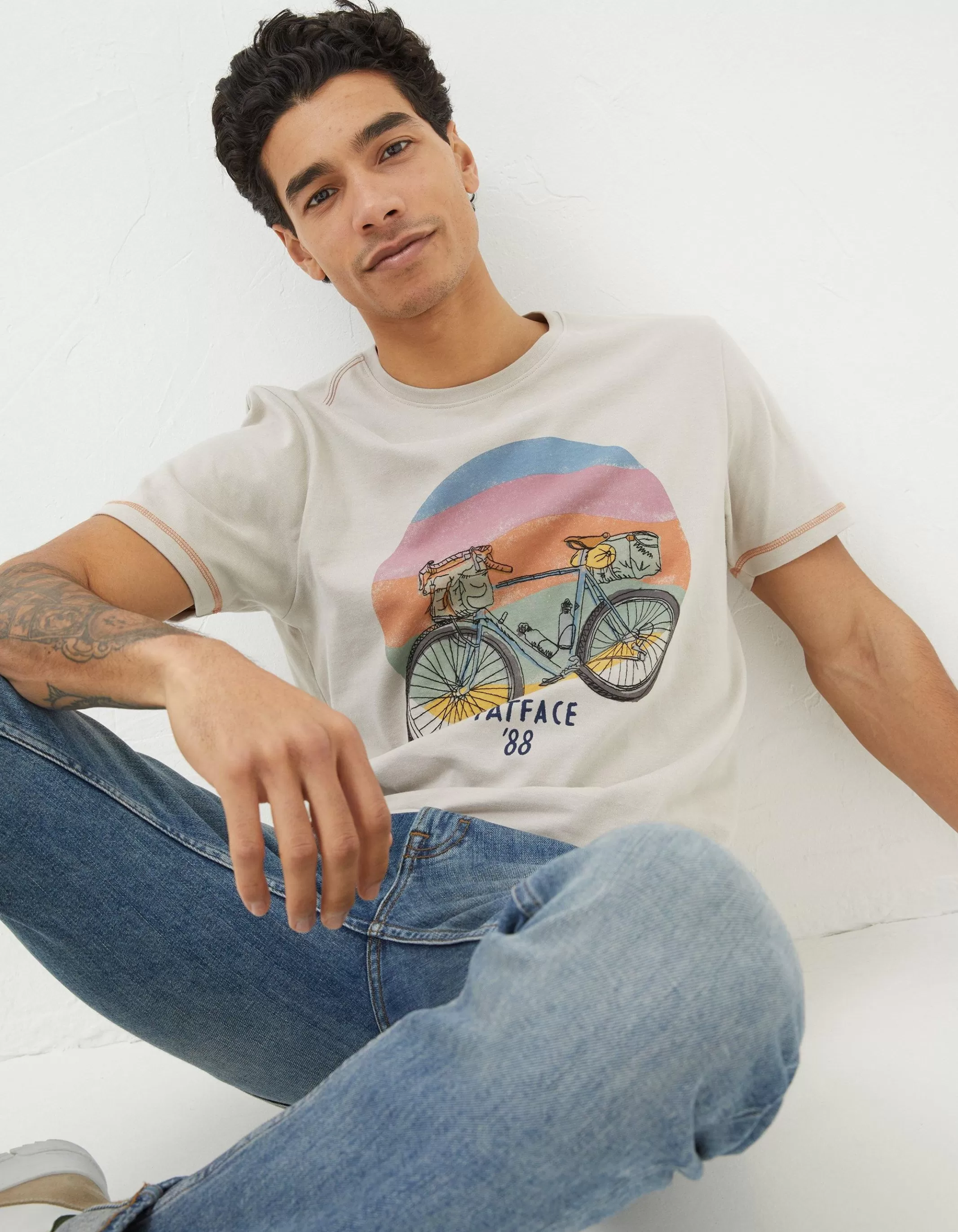 Best Sale FatFace Gear Up T-Shirt Light Grey