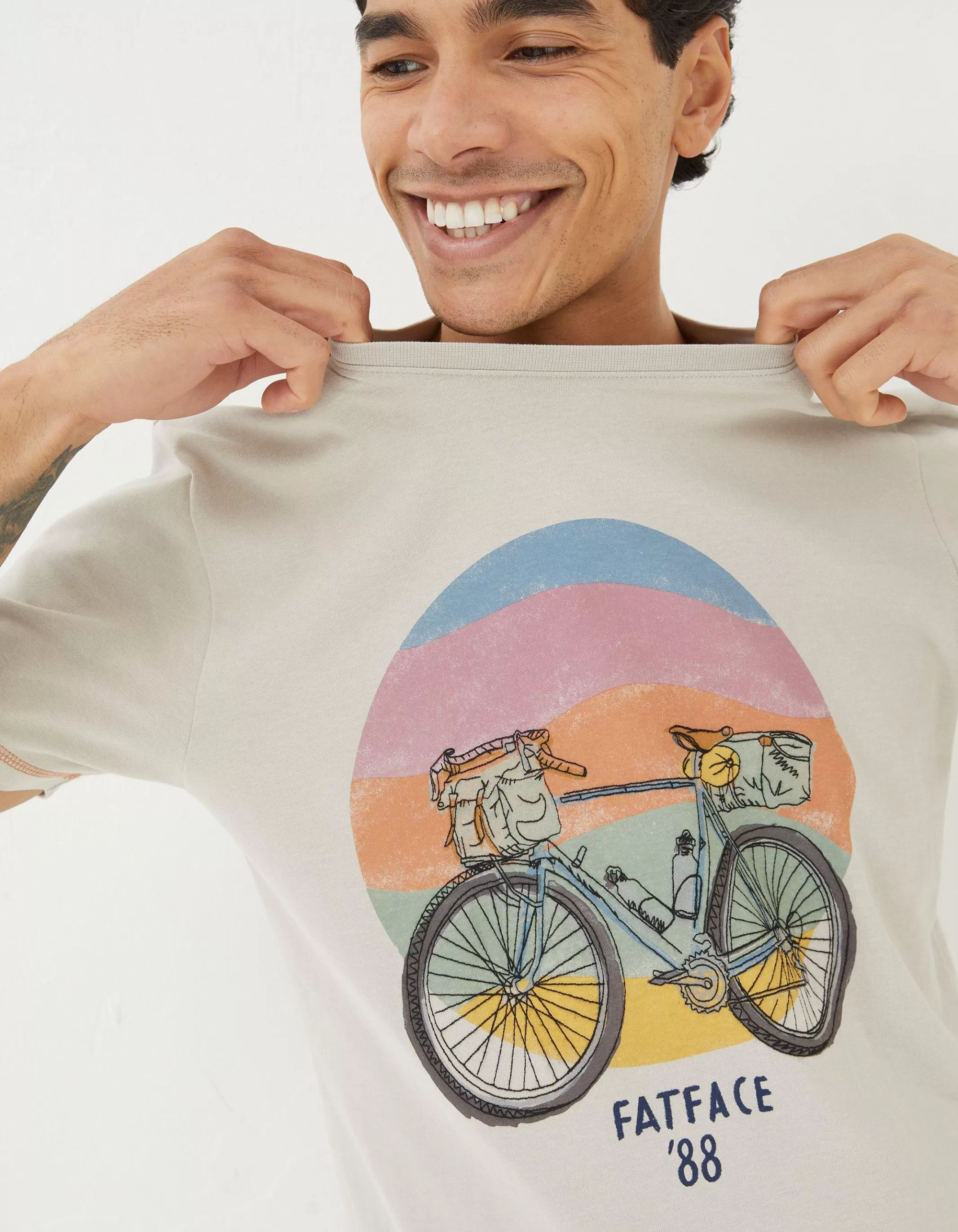 Best Sale FatFace Gear Up T-Shirt Light Grey