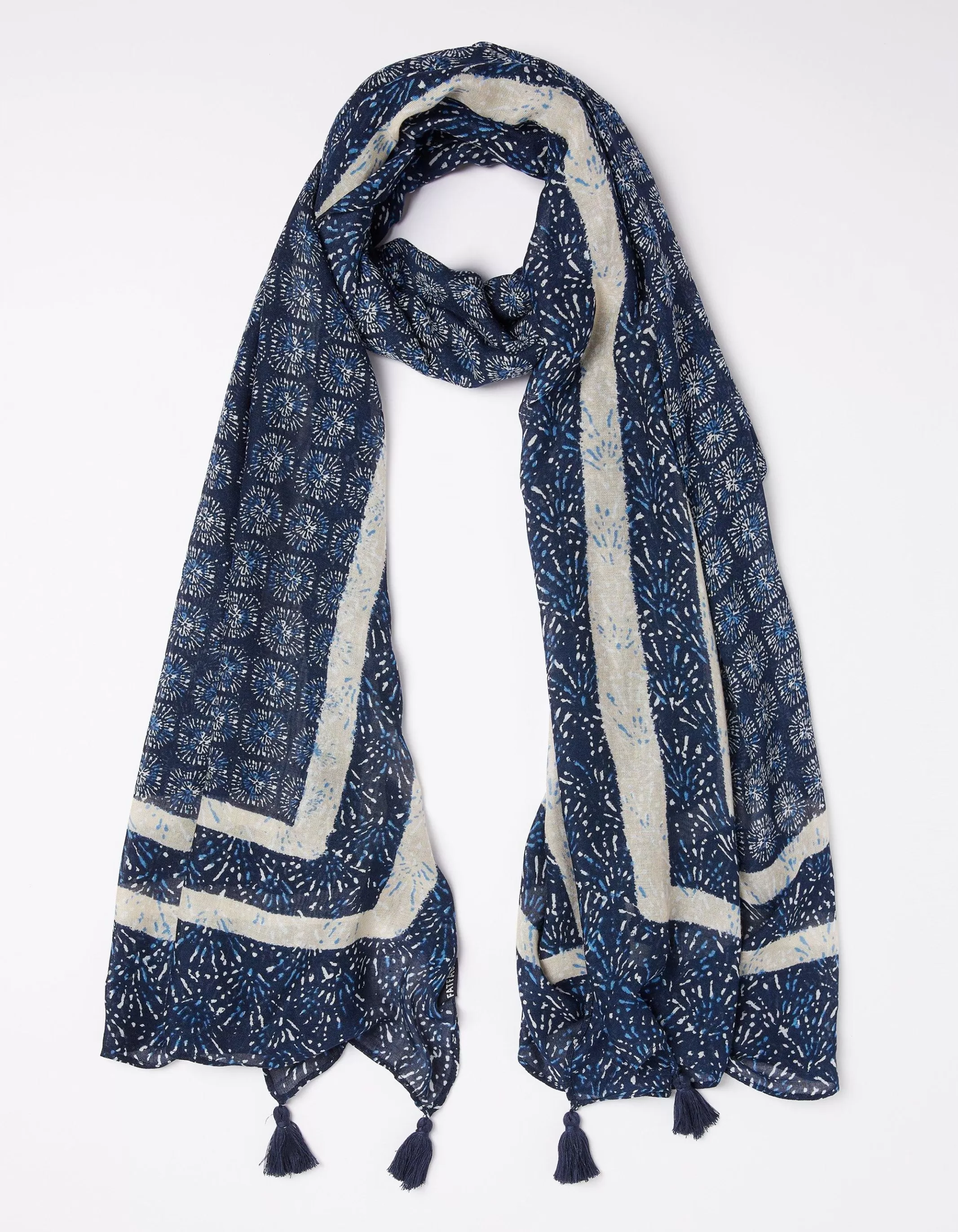 Best Sale FatFace Geo Border Scarf Blue