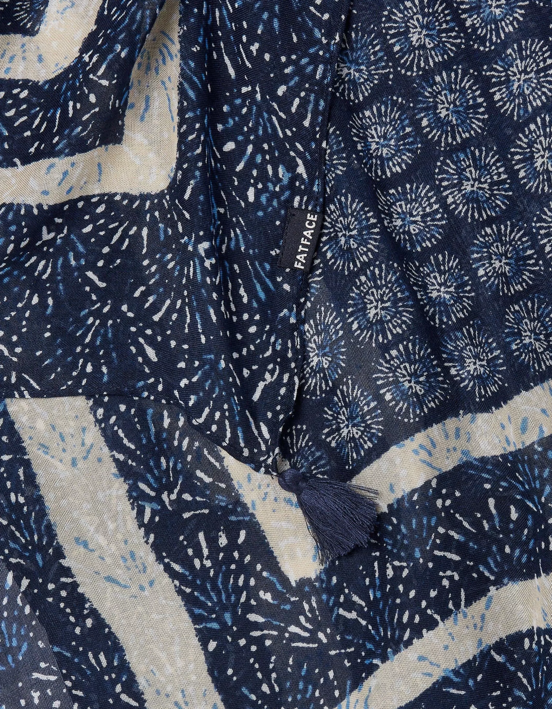 Best Sale FatFace Geo Border Scarf Blue