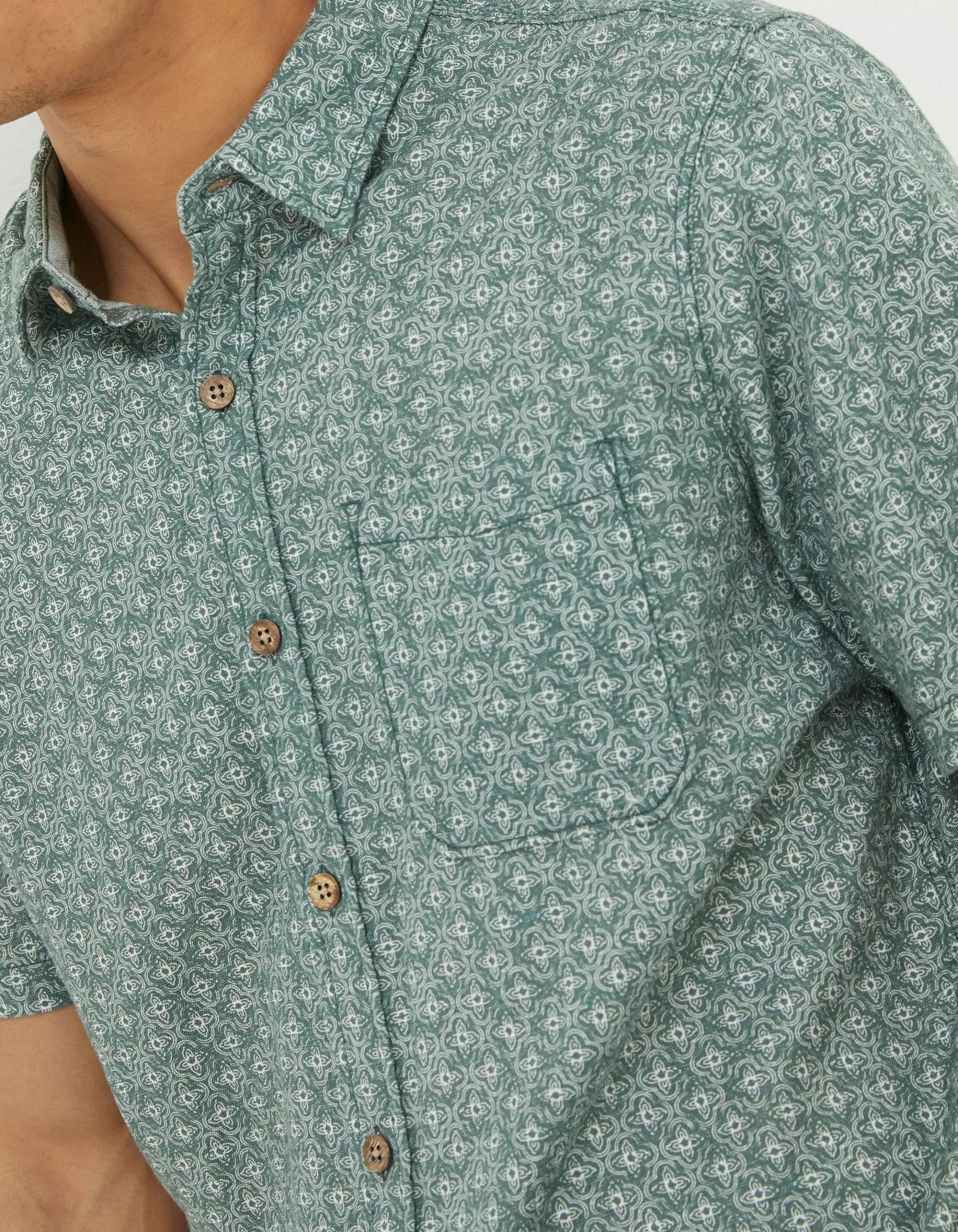 Online FatFace Geo Print Shirt Washed Green