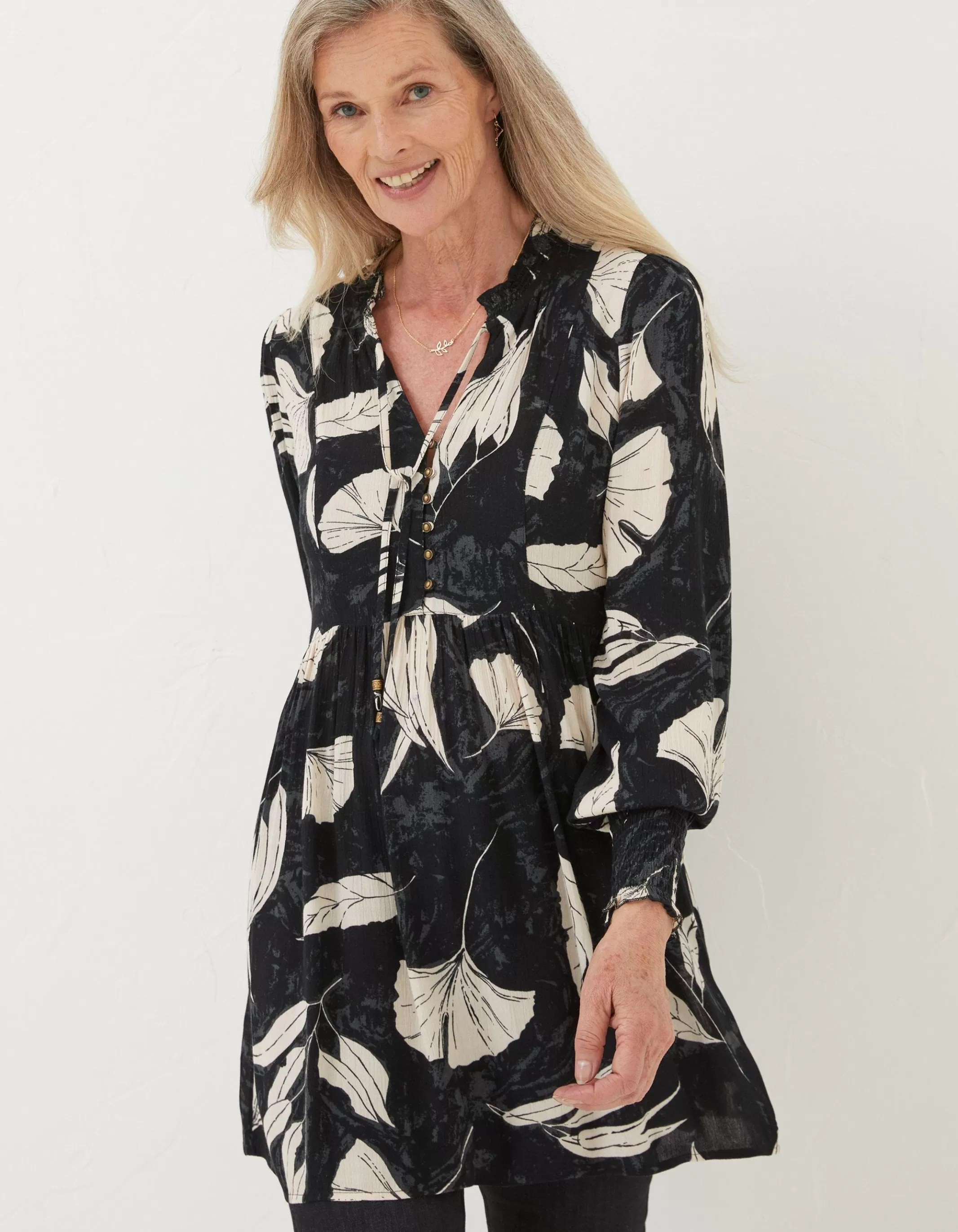 Hot FatFace Gerry Twilight Leaves Tunic Black
