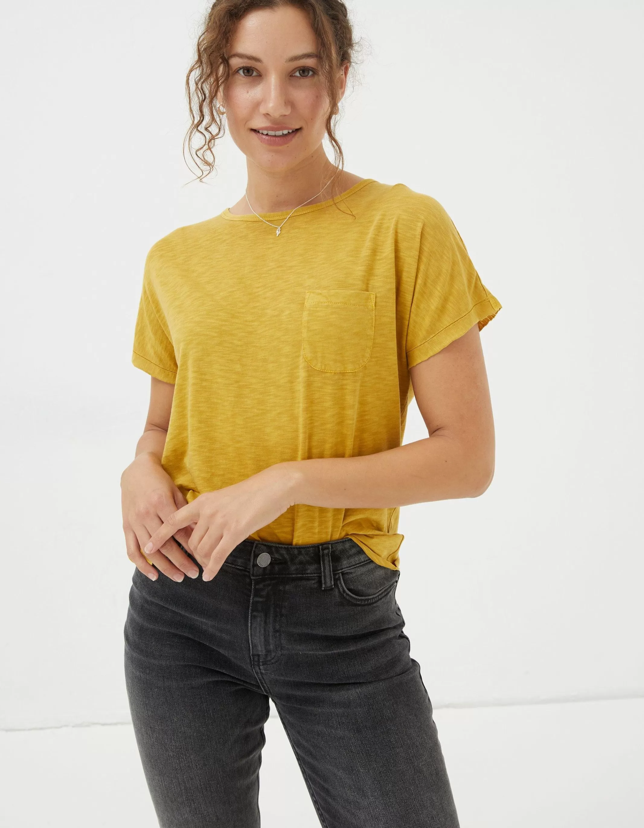 Sale FatFace Gigi Garment Dye T Shirt Bright Yellow
