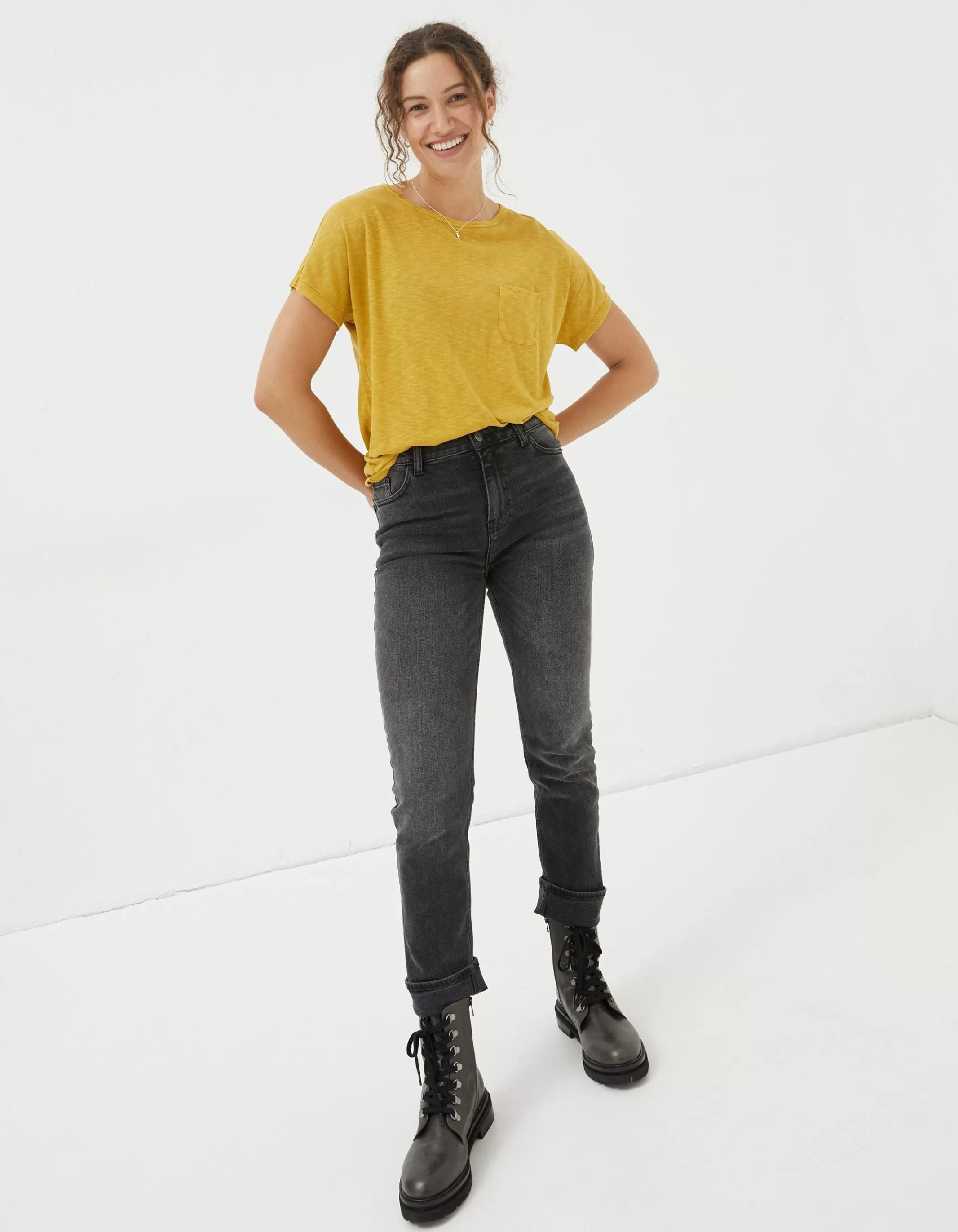Sale FatFace Gigi Garment Dye T Shirt Bright Yellow