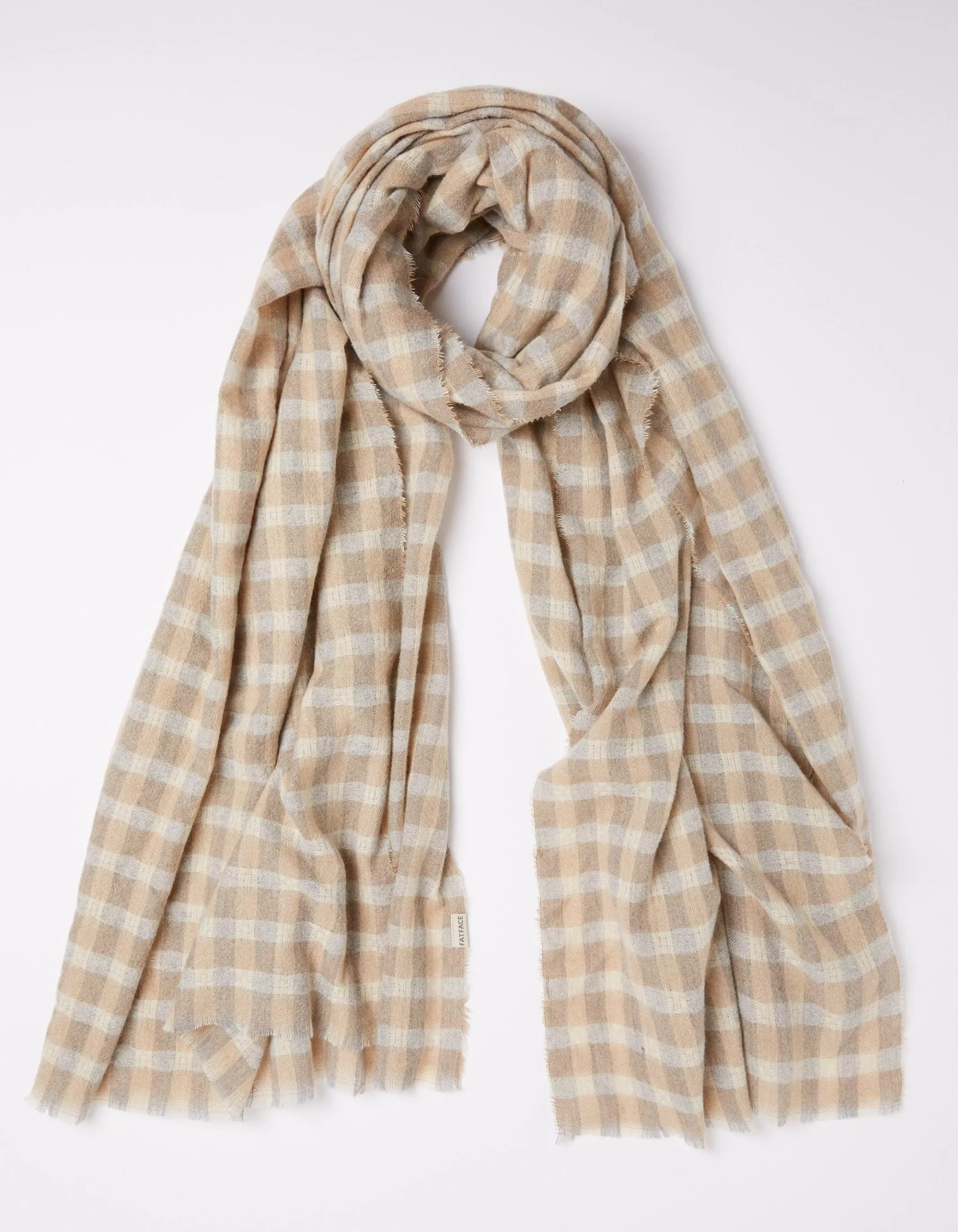 Flash Sale FatFace Gingham Check Scarf Ivory