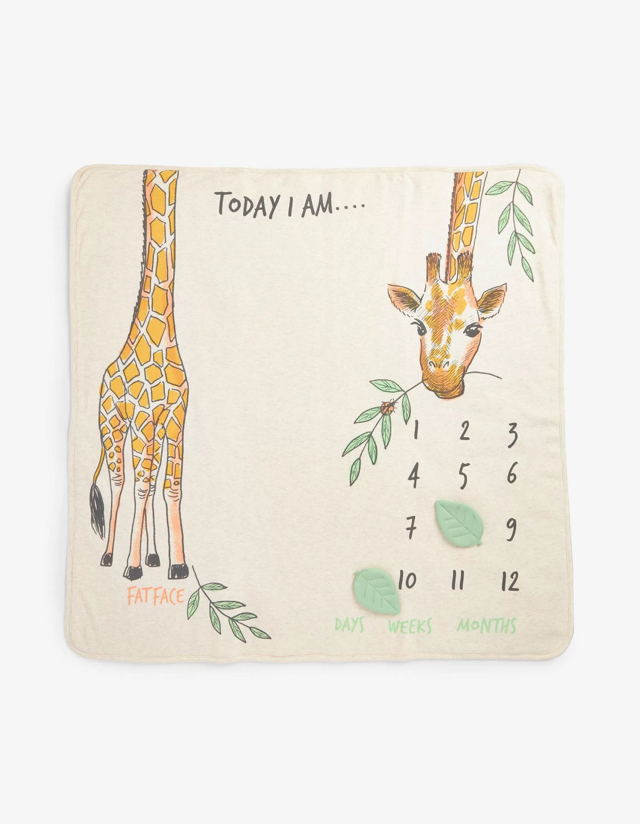 Flash Sale FatFace Giraffe Milestone Blanket Natural