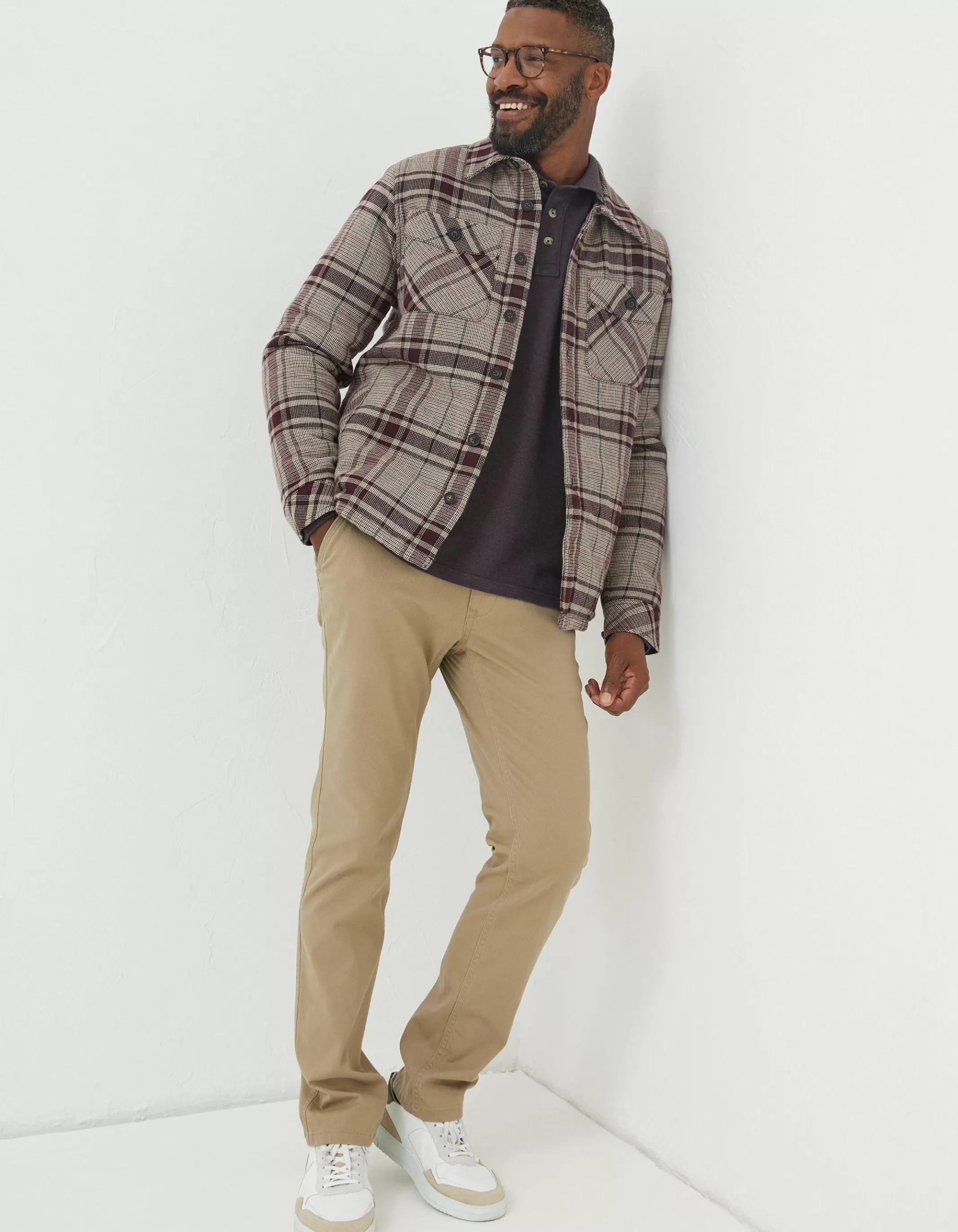 Discount FatFace Glen Check Overshirt Plum