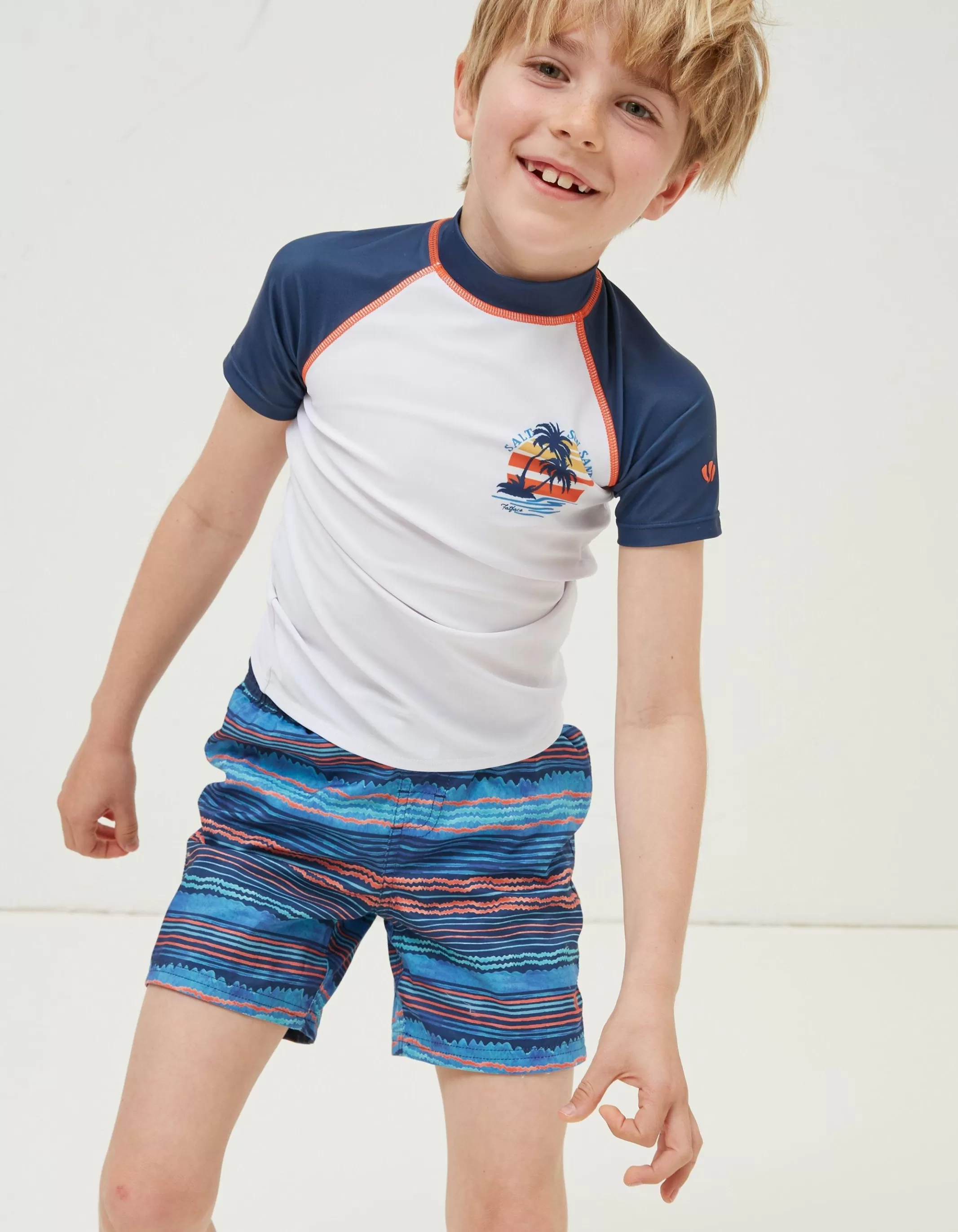 Best Sale FatFace Graphic Rash Vest Natural White