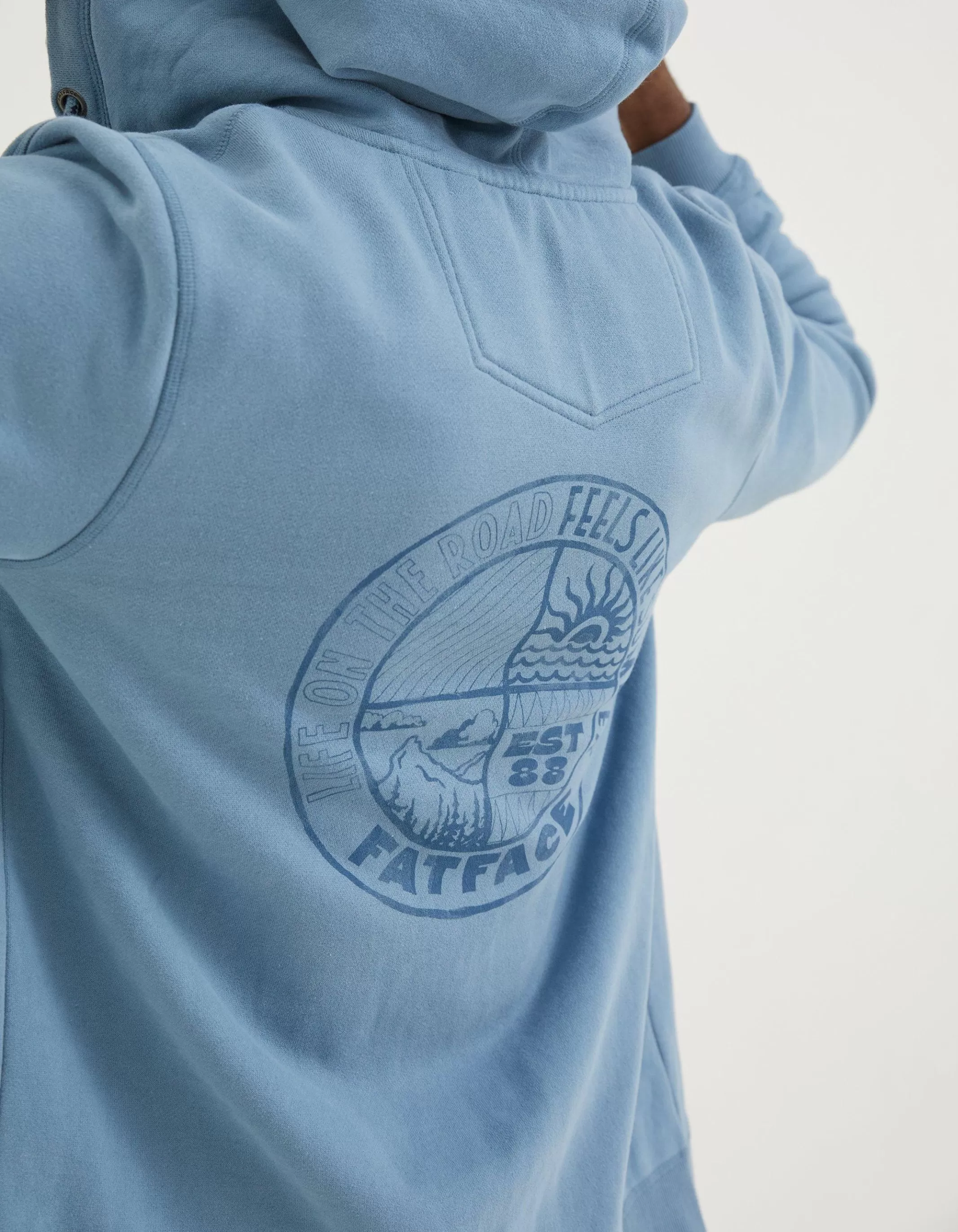 Store FatFace Graphic Zip Through Hoodie Blue