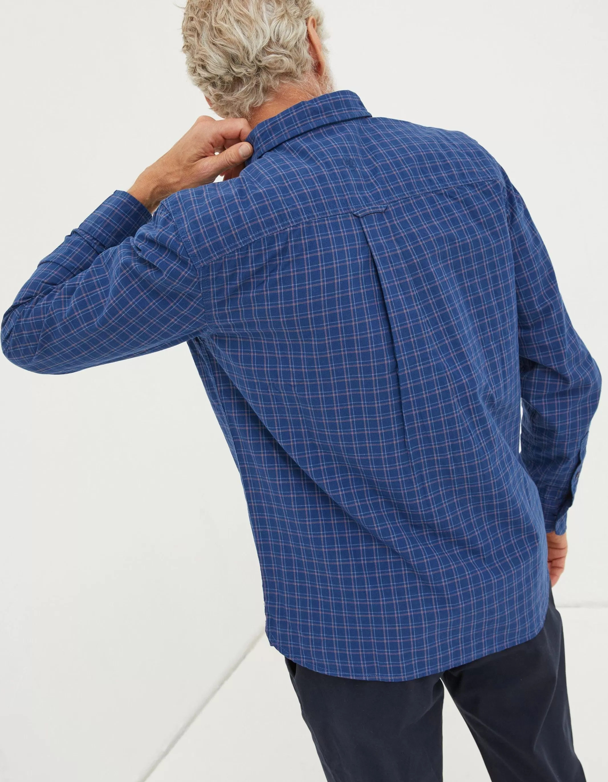 Shop FatFace Grays Grid Check Shirt Blue