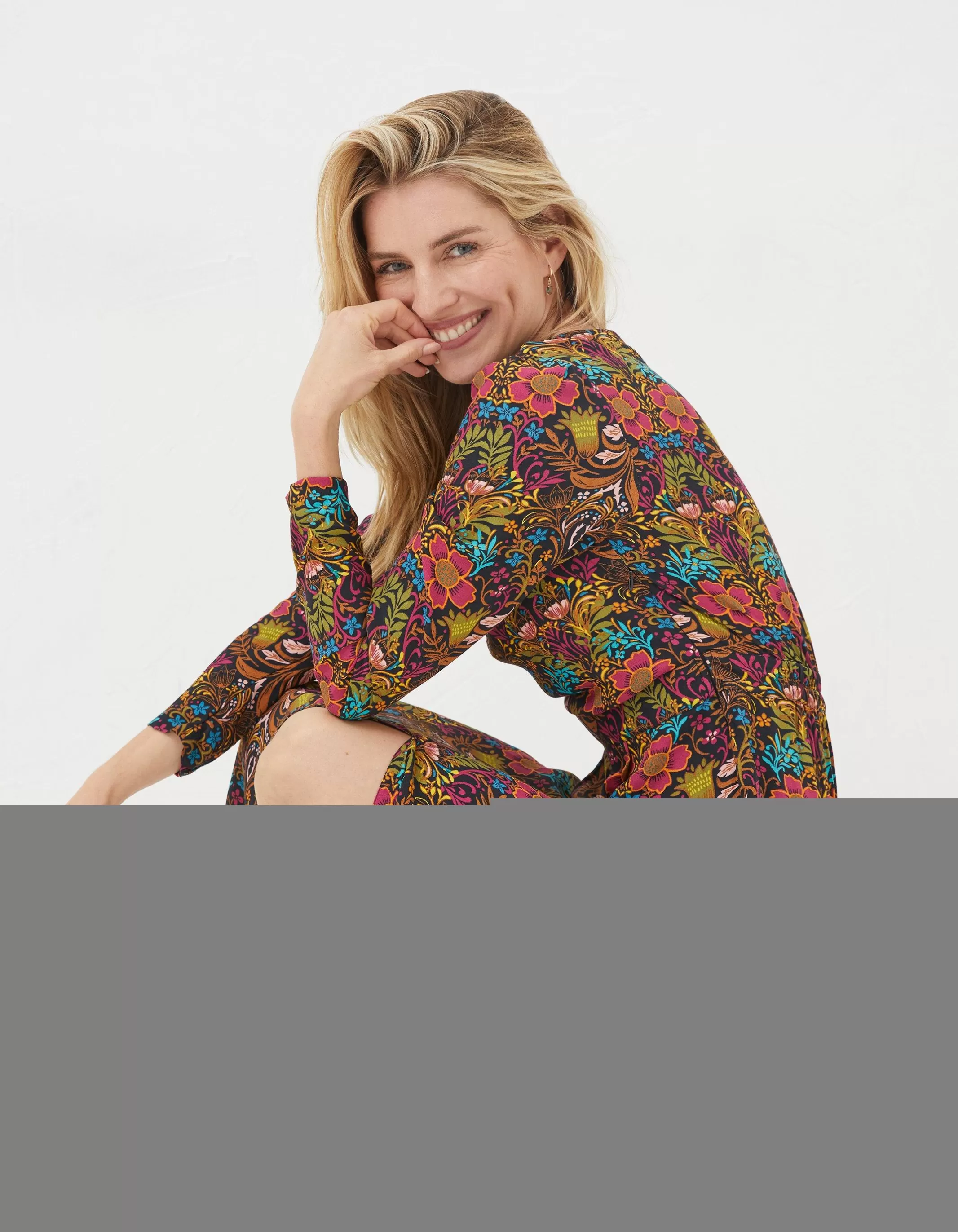 Online FatFace Haldon Art Floral Midi Dress Multi