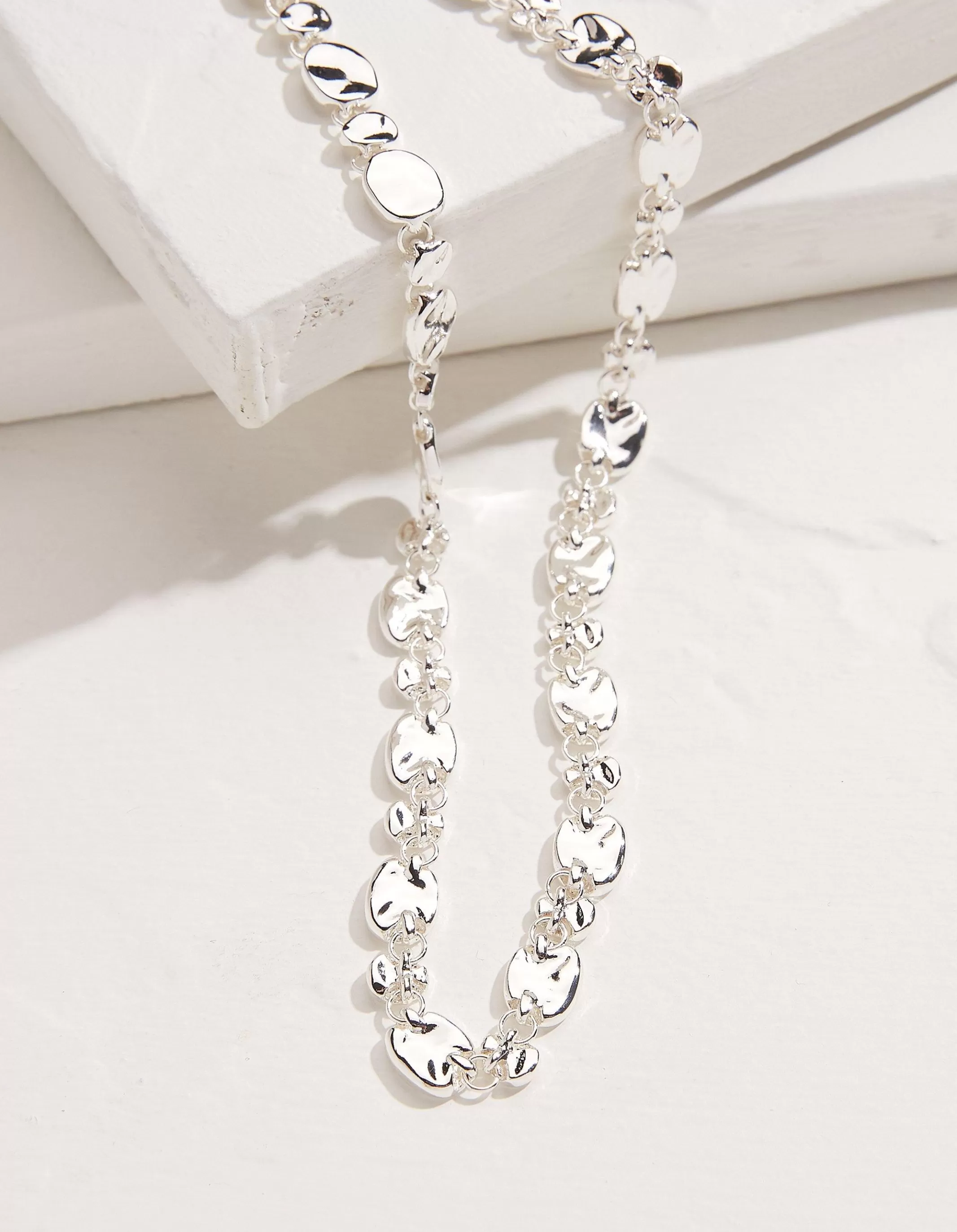 Discount FatFace Hammered Disc Necklace Silver