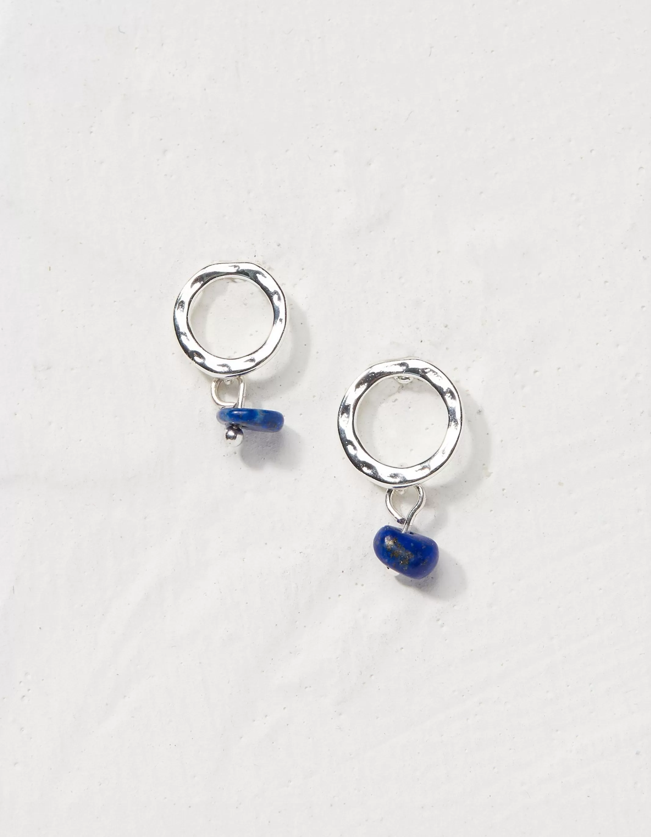 Clearance FatFace Hammered Stone Earrings Silver