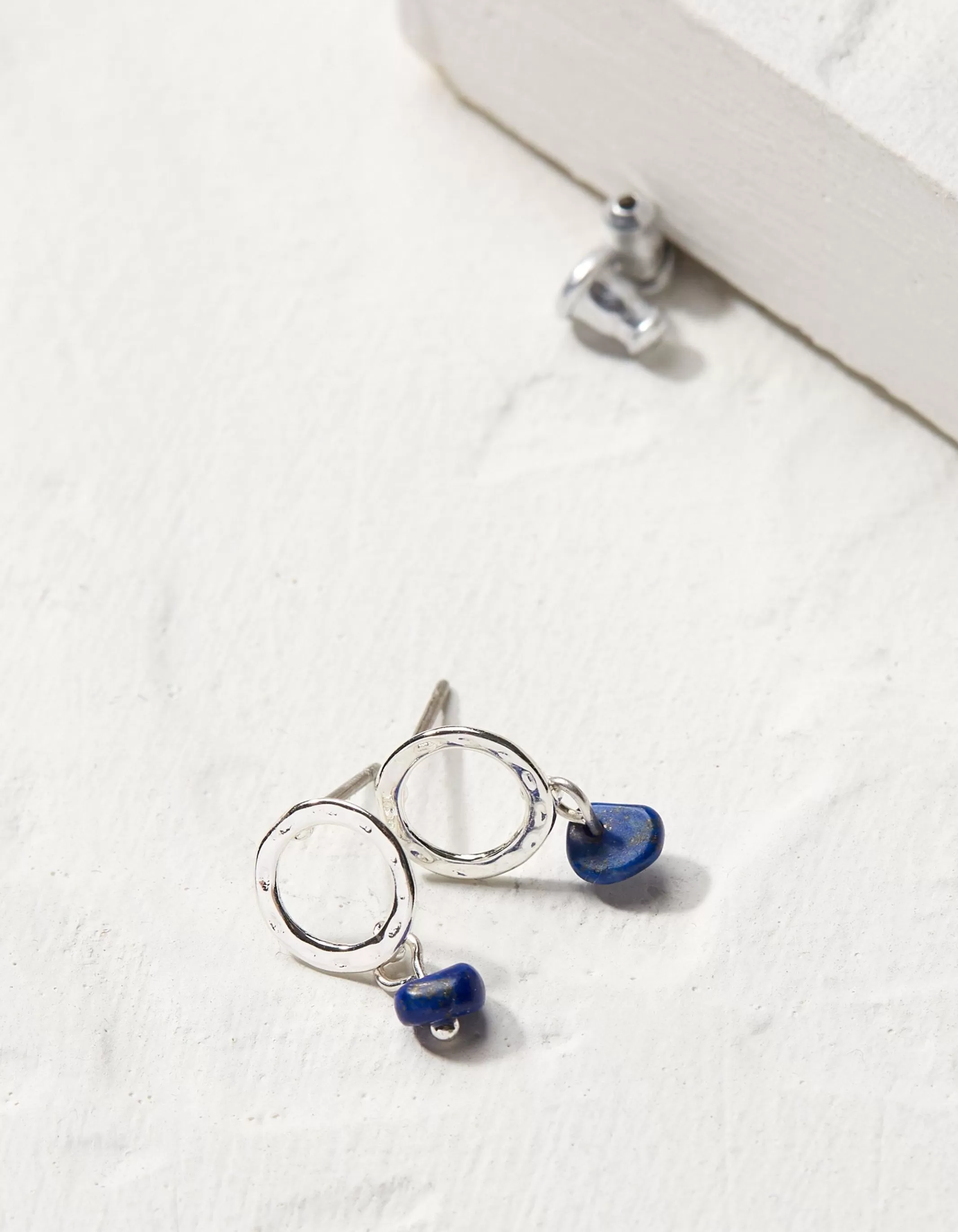 Clearance FatFace Hammered Stone Earrings Silver