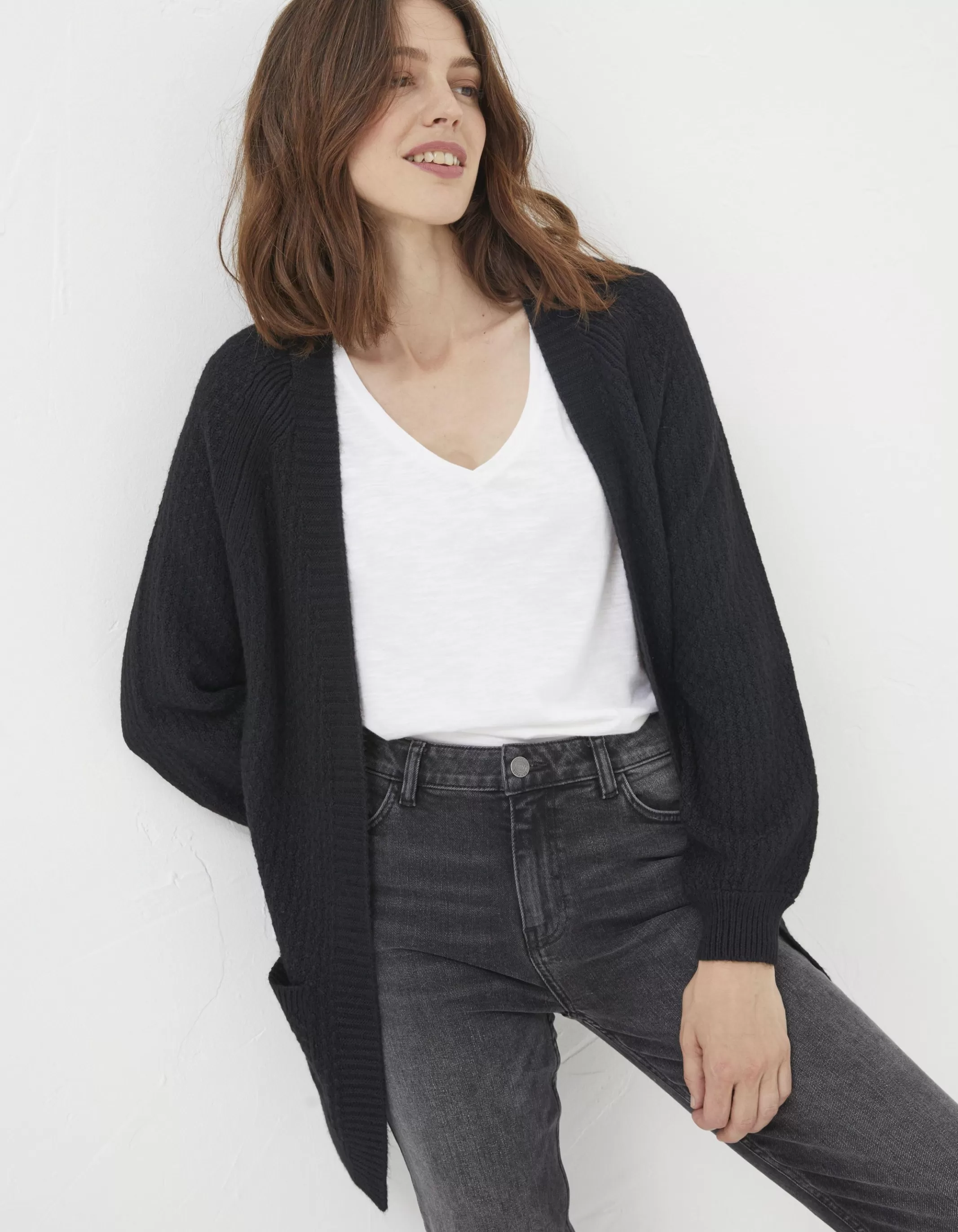 Fashion FatFace Hannah Edge To Edge Cardigan Black