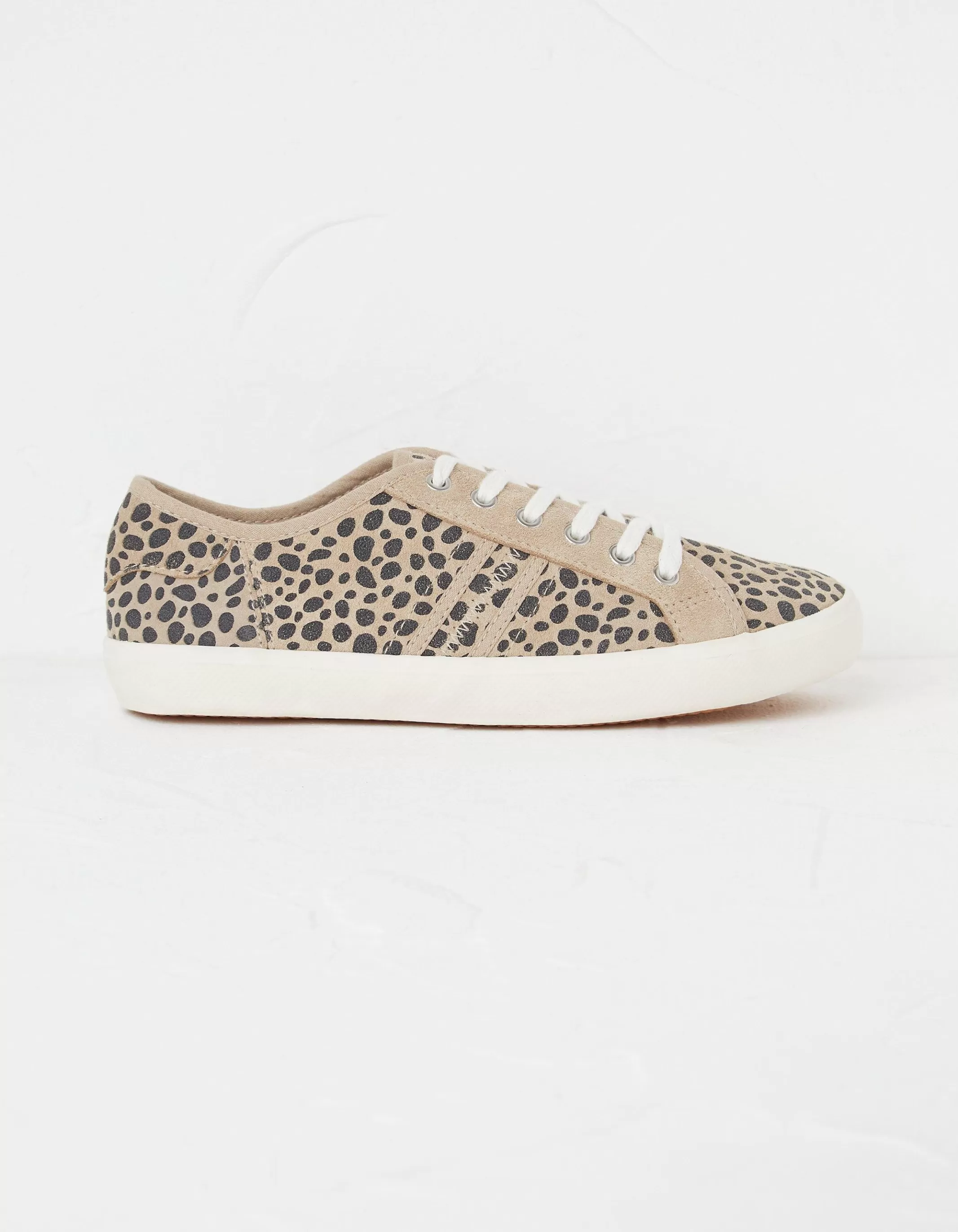 Shop FatFace Harlow Animal Print Lace Up Trainers Natural